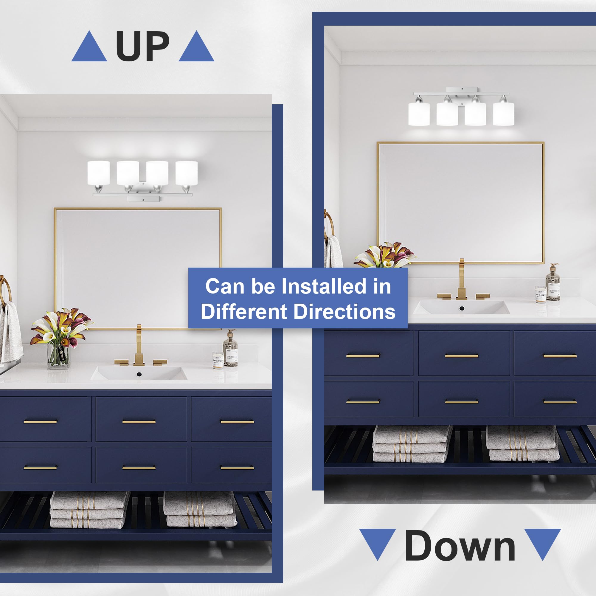 Dekang Bathroom Lighting Fixtures Over Mirror, Anti-Rust Vanity Light Fixture For Bathroom, Modern 4-Light Wall Sconce Light For