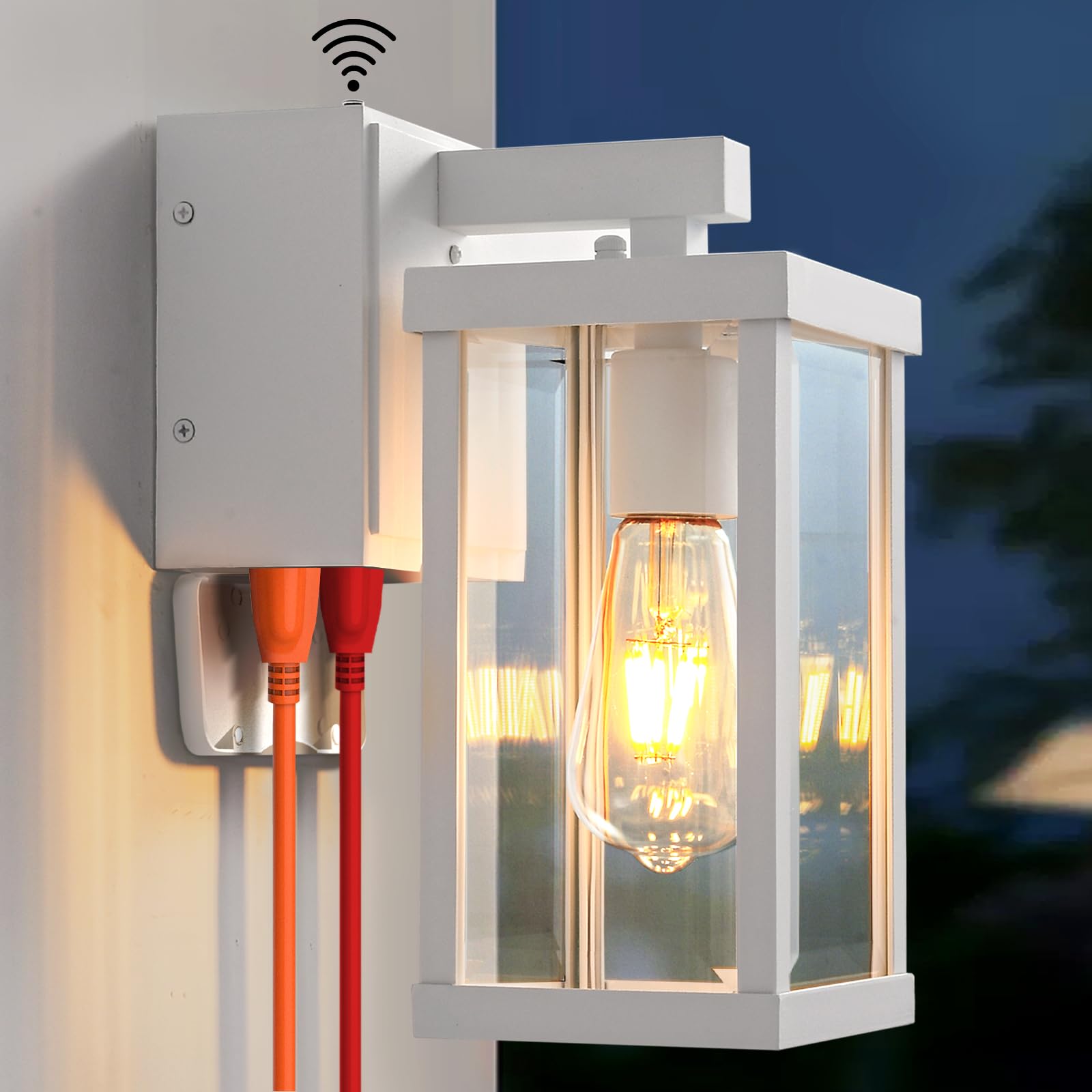 JOKAONOTL Dusk to Dawn Porch Light Waterproof Aluminum 11.8in H White SOT6W 1 Pack