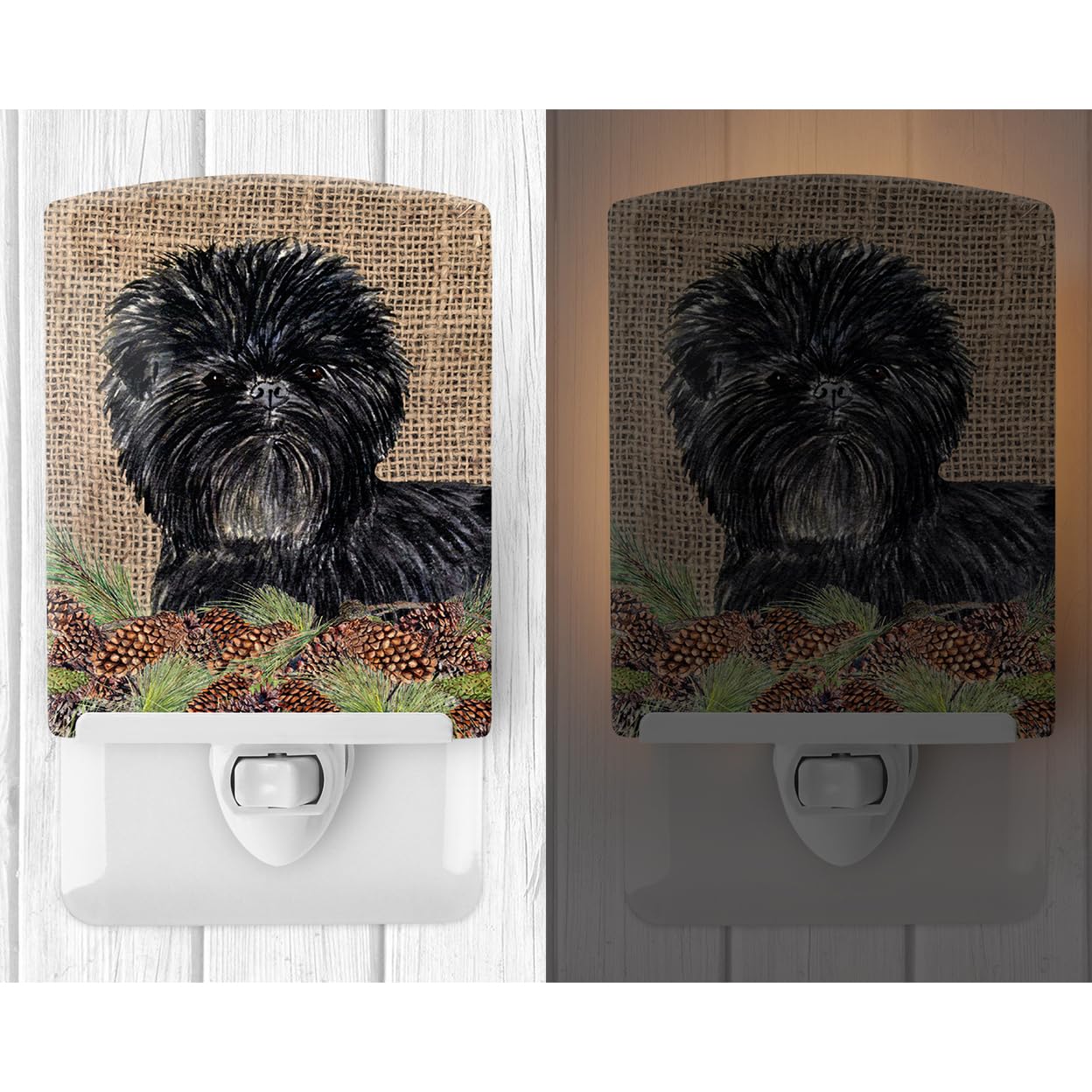 Carolines Treasures Ceramic Night Light, Affenpinscher Design, 6x4x3in, Model SS4100CNL, Ideal for Bedroom, Bathroom, Nursery, Multicolor