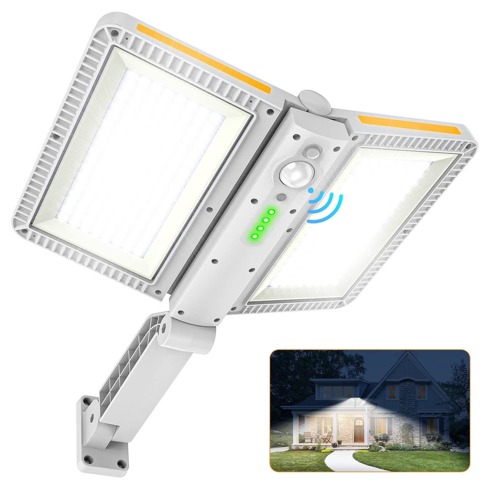 ropelux Solar Outdoor Lights, 6000LM, IP65 Waterproof, Motion Sensor, 5 Modes, 218 LEDs, 1 Pc, White, Model XHY-2208