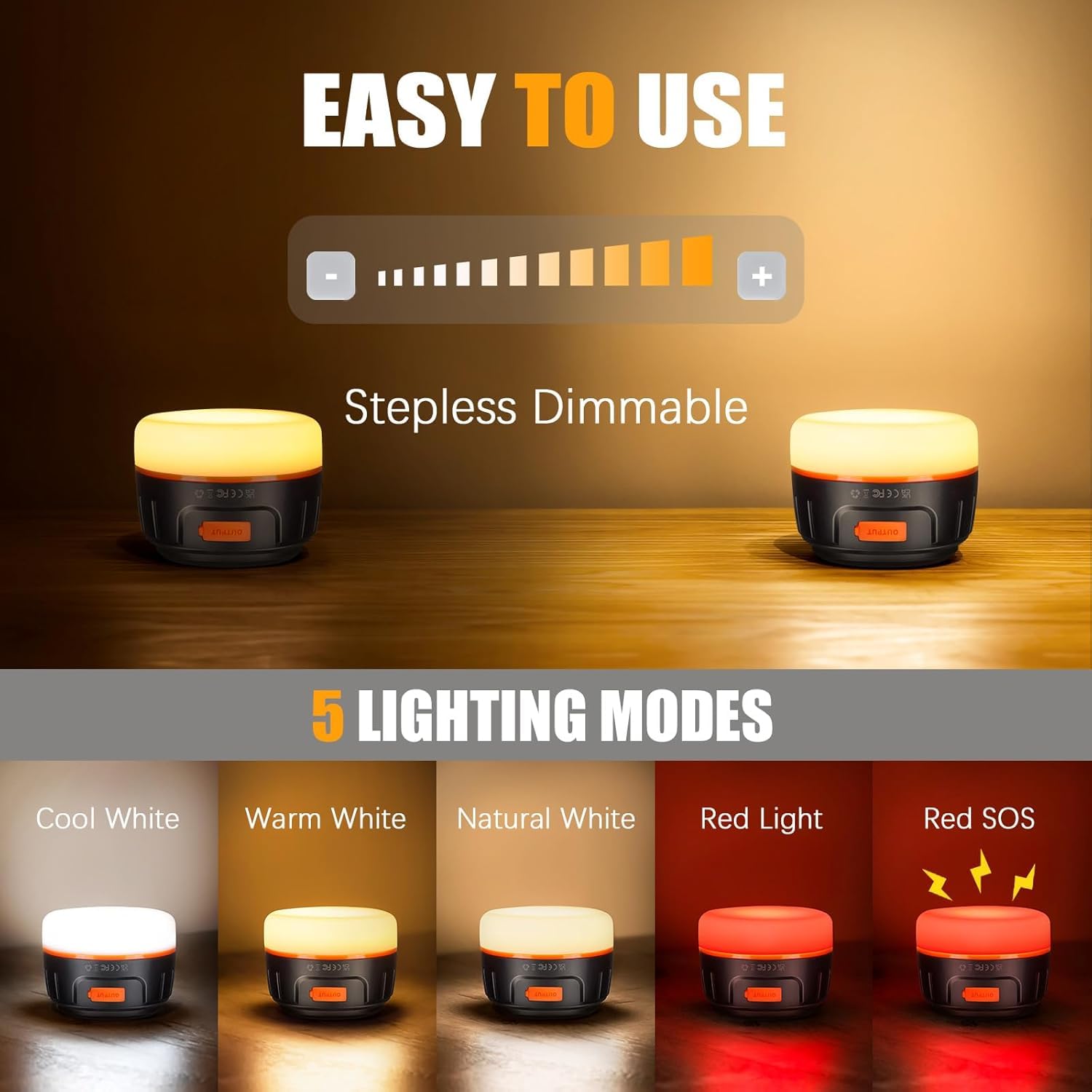 Siivton Camping Lights, LED Rechargeable Lantern with 6400mAh Battery, Ultra Bright Emergency Light for Poweroutage, Hiking, Fis