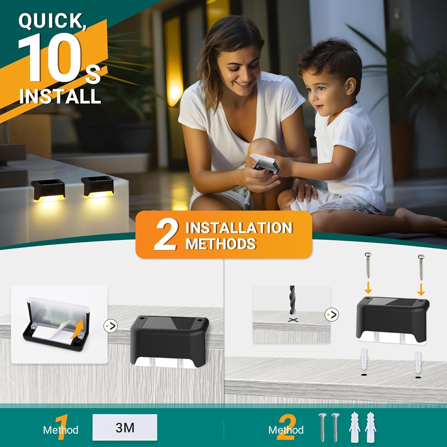 Solar Deck Lights Outdoor Waterproof 12Pack, Solar Powered Step Lights For Outside Stairs, Step, Fence, Yard, Patio, And Pathway