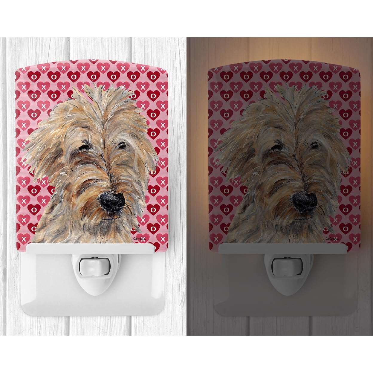 Carolines Treasures Ceramic Night Light, Golden Doodle Hearts, UL-Certified, 6x4x3in, Multicolor, Model SC9563CNL