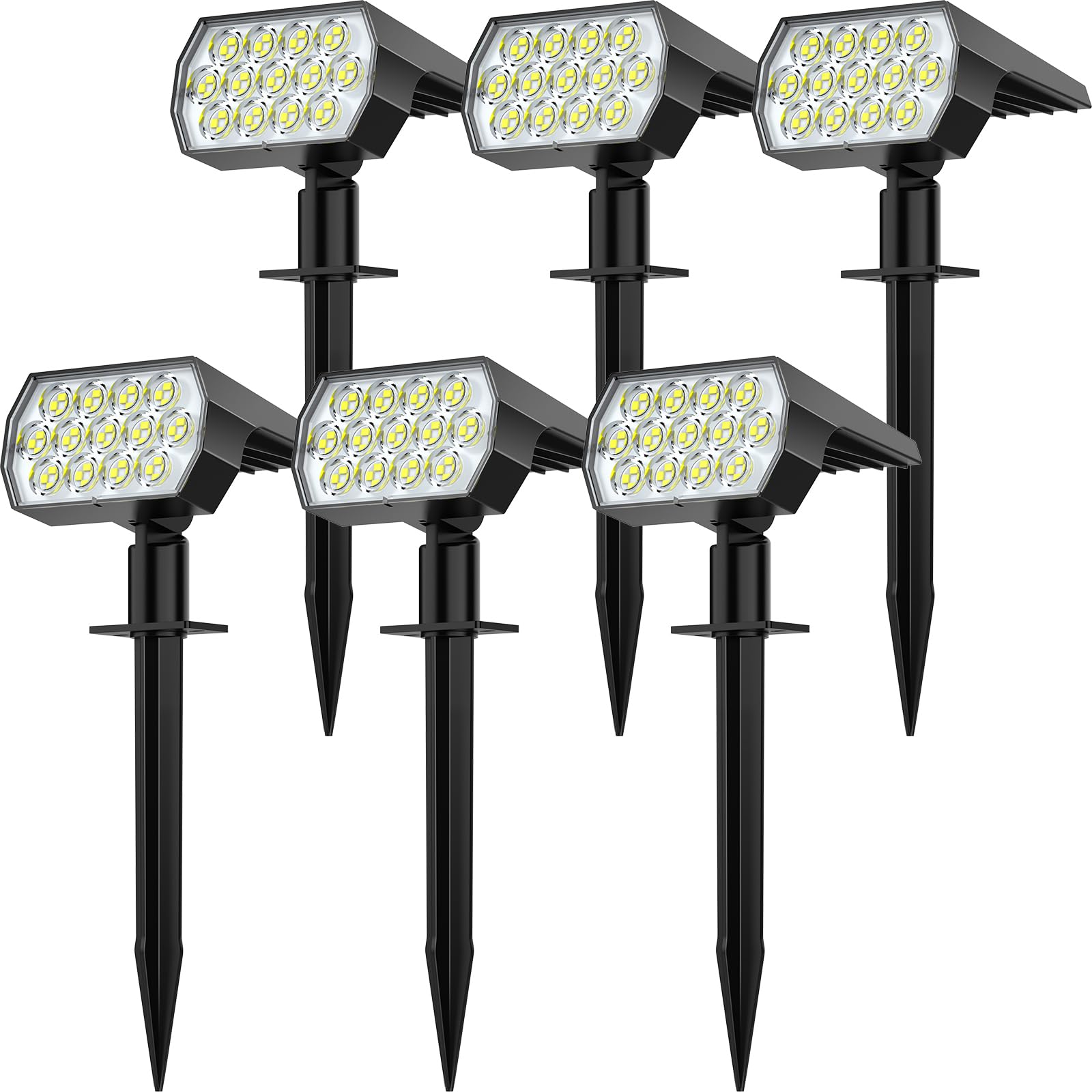 Solar Spot Lights Outdoor Waterproof IP65, [6 Pack/52 LED] 2-in-1 Solar Landscaping Spotlights, 3 Lighting Modes Solar Powered G