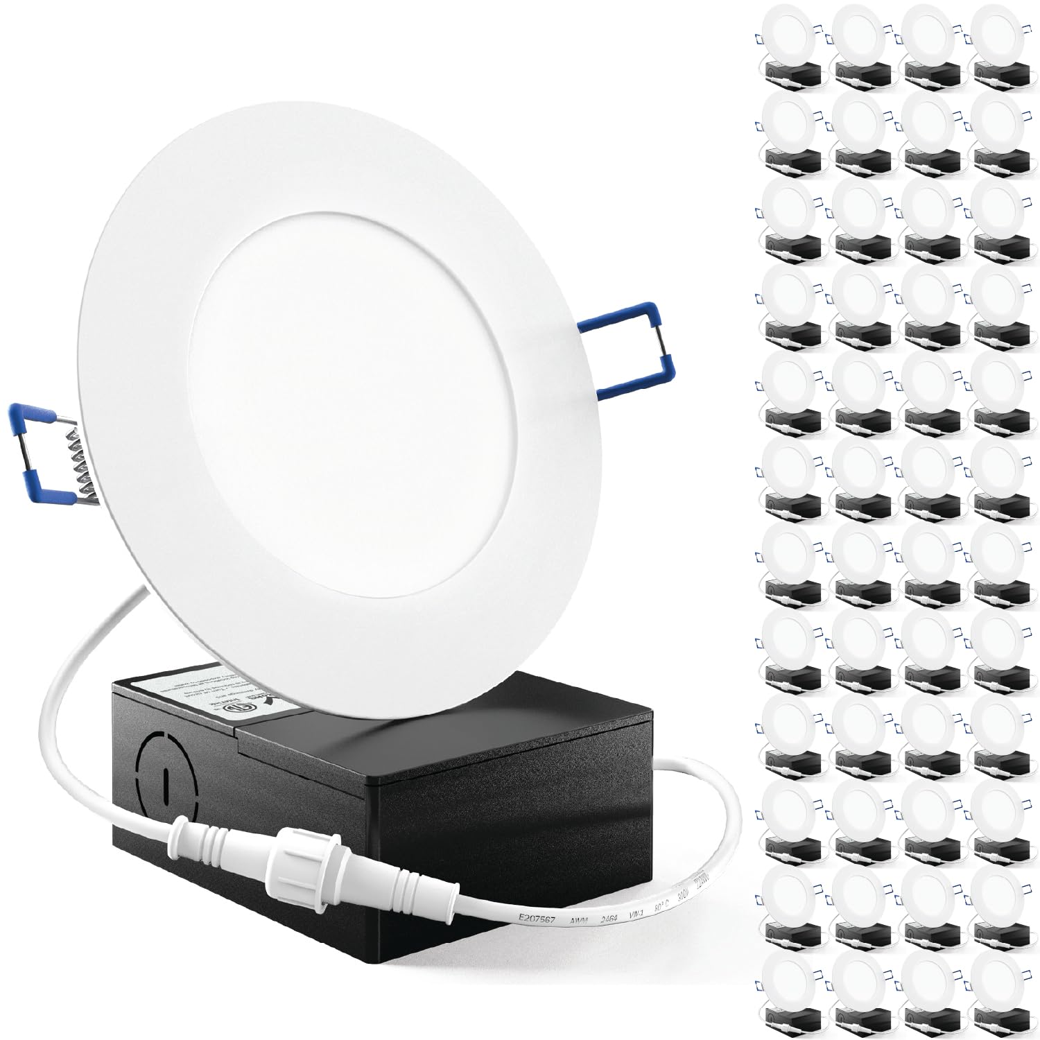 Sunco Lighting 48 Pack 4 Inch Ultra Thin Led Recessed Ceiling Lights Slim, 2700K Soft White, Dimmable, 10W=60W, Smooth Trim, Wafer Thin, Canless With Junction Box - Energy Star
