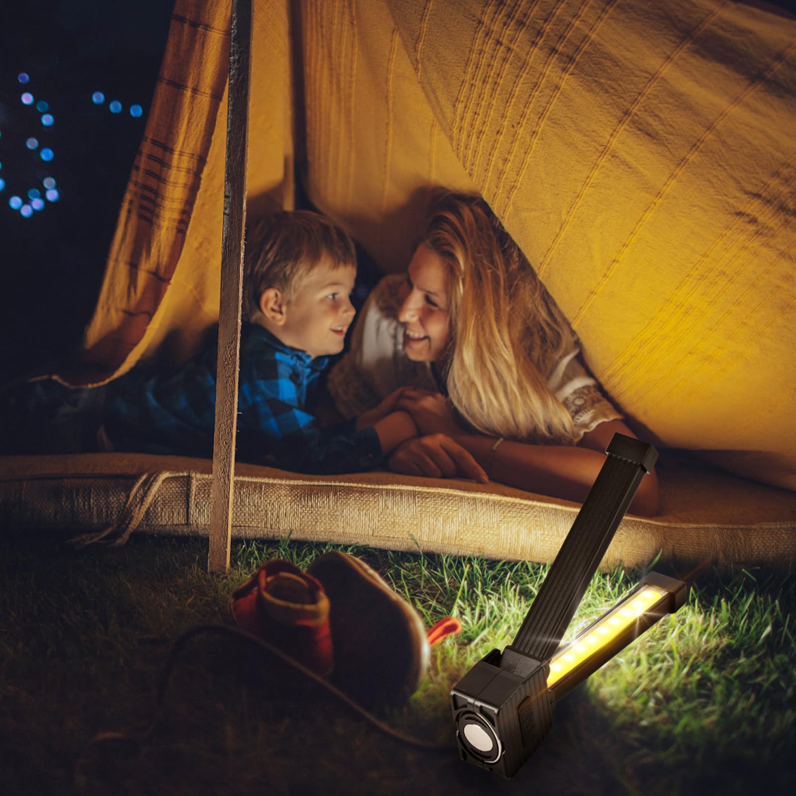 Generic Magnetic Gym Lamp - Portable LED Flashlight, USB Rechargeable, 180° Folding, Black, Aluminum, Model 1