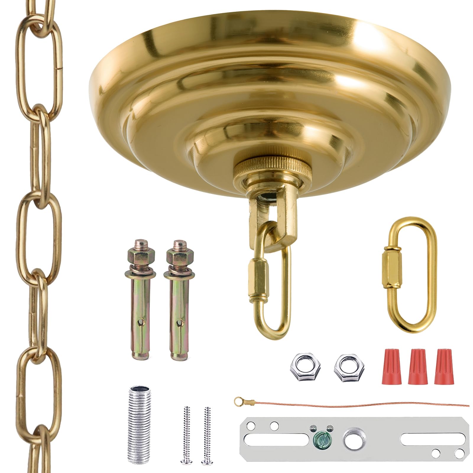 MAYOMAJO Light Canopy Kit, 5-5/16 Inch Canopy + 6 Ft Hanging Chain, Heavy Duty, Brass, Model MY-230929
