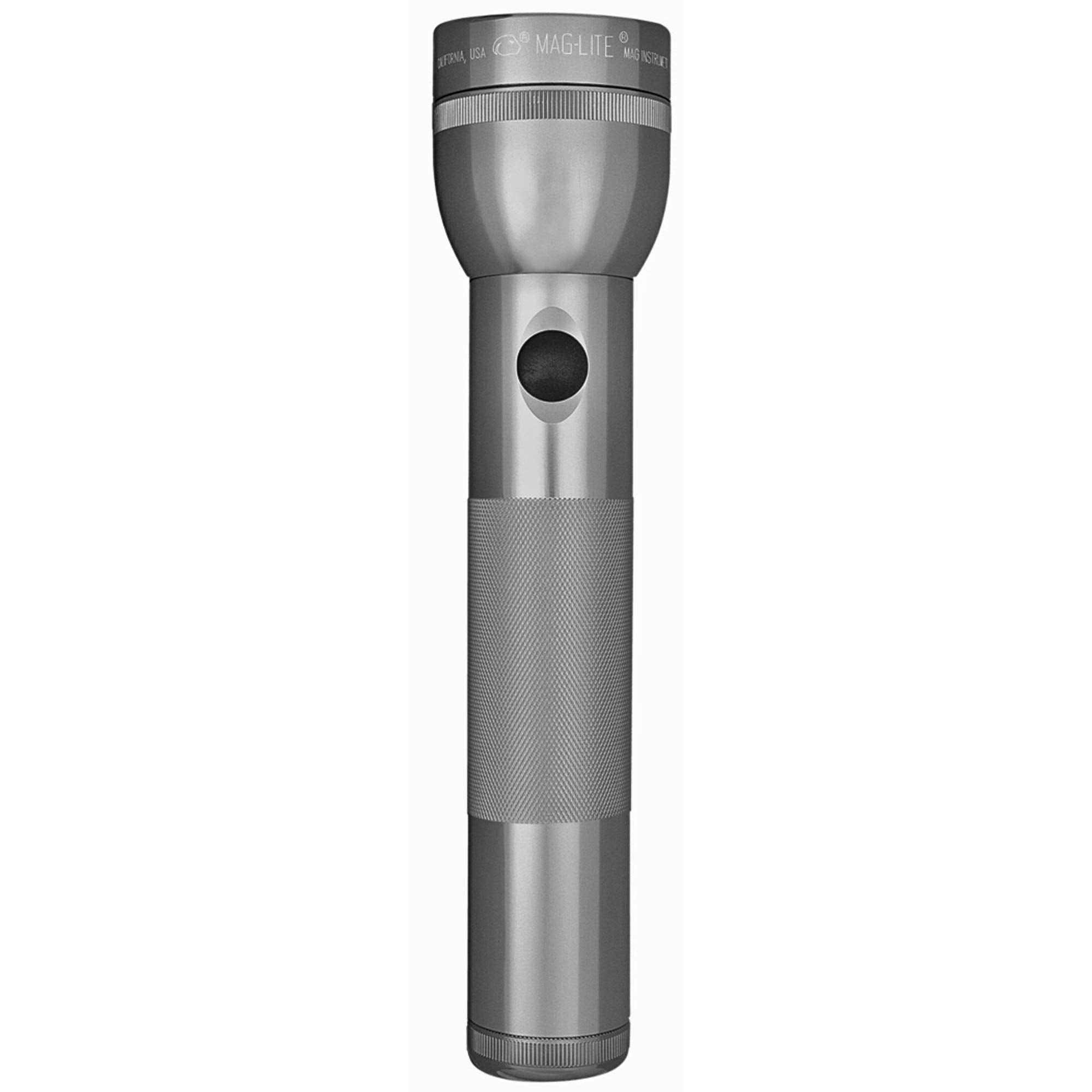 Maglite Heavy-Duty 2-Cell D Flashlight - Gray, Incandescent, Blister Pack, Durable & Reliable Lighting Solution