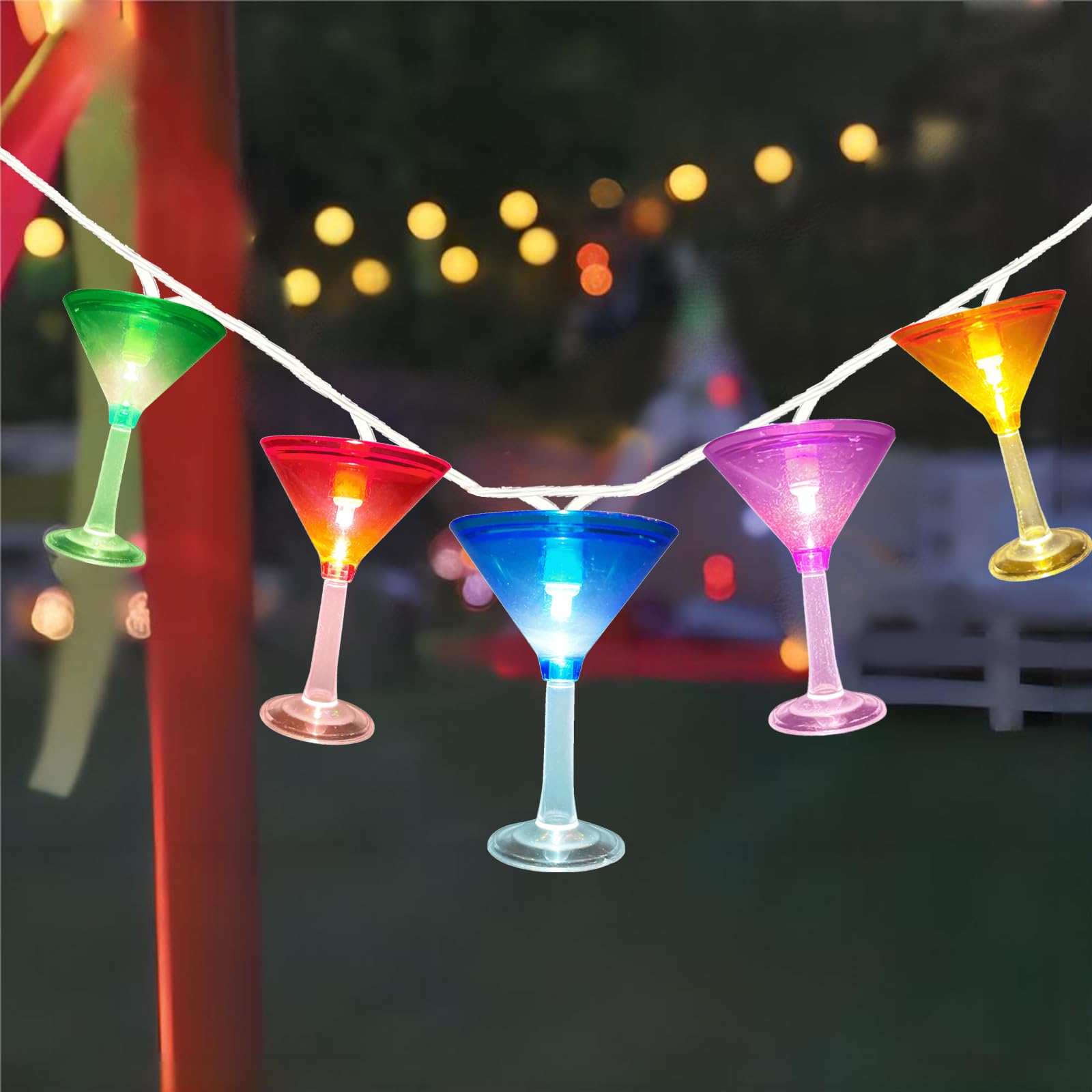 Pallerina LED Cocktail String Lights, 10 Multicolor 3D Lights, Plug-in for Parties, Beach, Bar, Summer Decor