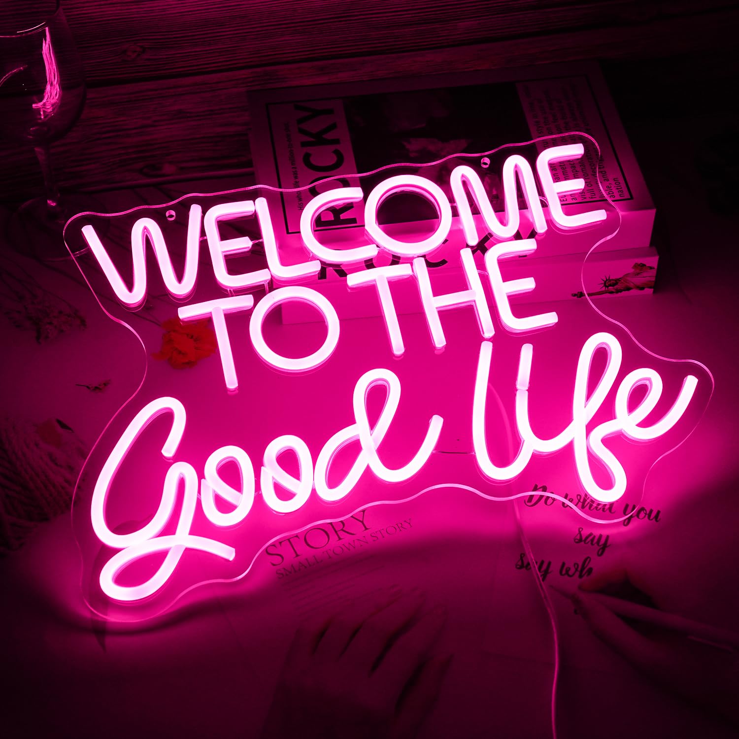 LISIGNVE Neon Sign LED Light - Dimmable Acrylic Wall Decor - 16.5inx11in - Pink - Ideal for Bedroom, Kids Room, Birthday Parties, Bar