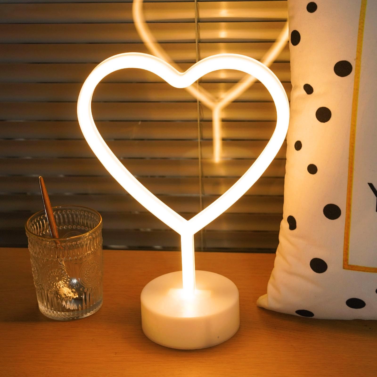 Warm White Heart Neon Sign,Mother'S Day Led Neon Light Battery Operated Or Usb Powered Valentines Lights, Table Lamp For Galenti
