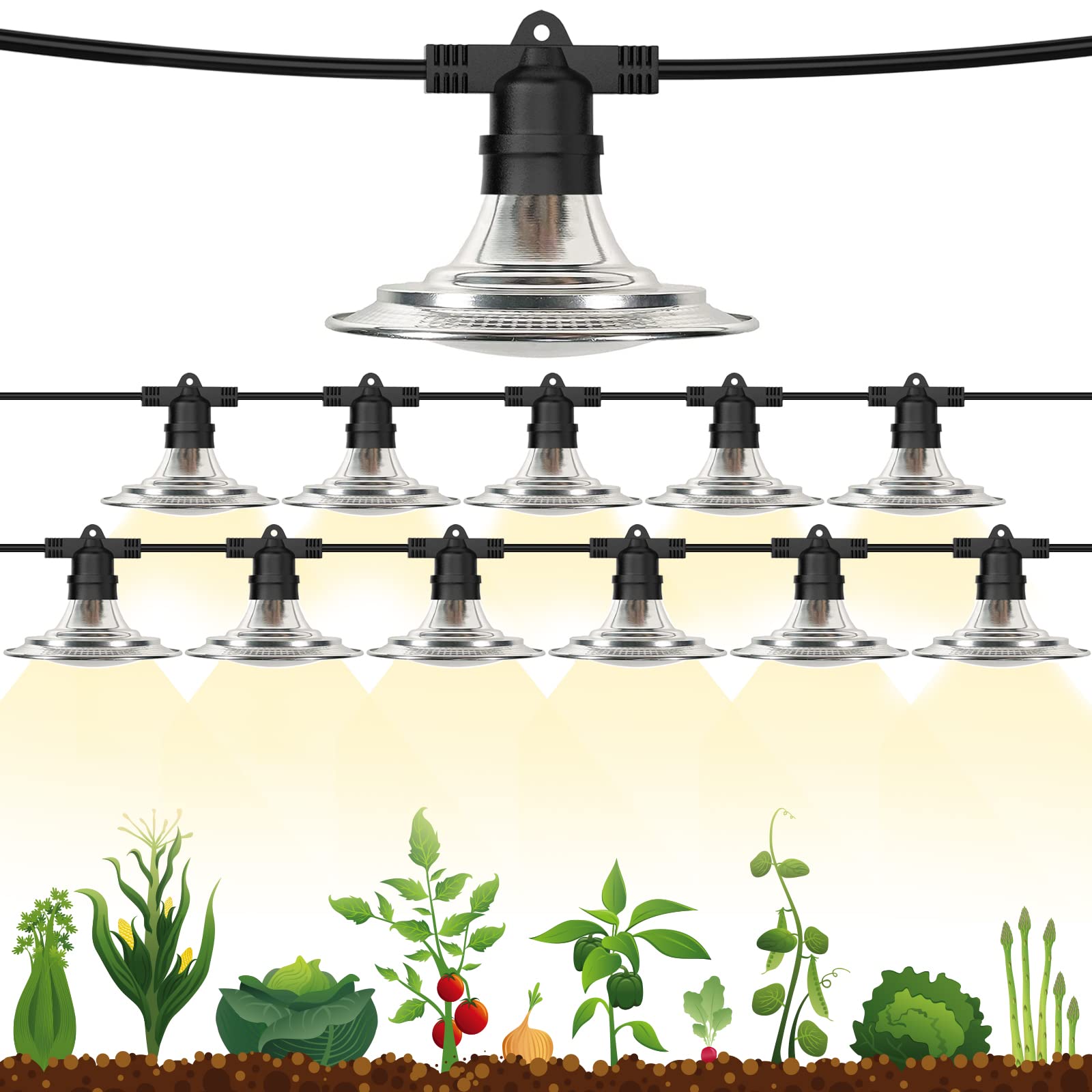 Espird 12-Bulb Outdoor Led Grow Lights - Waterproof, Full Spectrum For Greenhouse & Plants