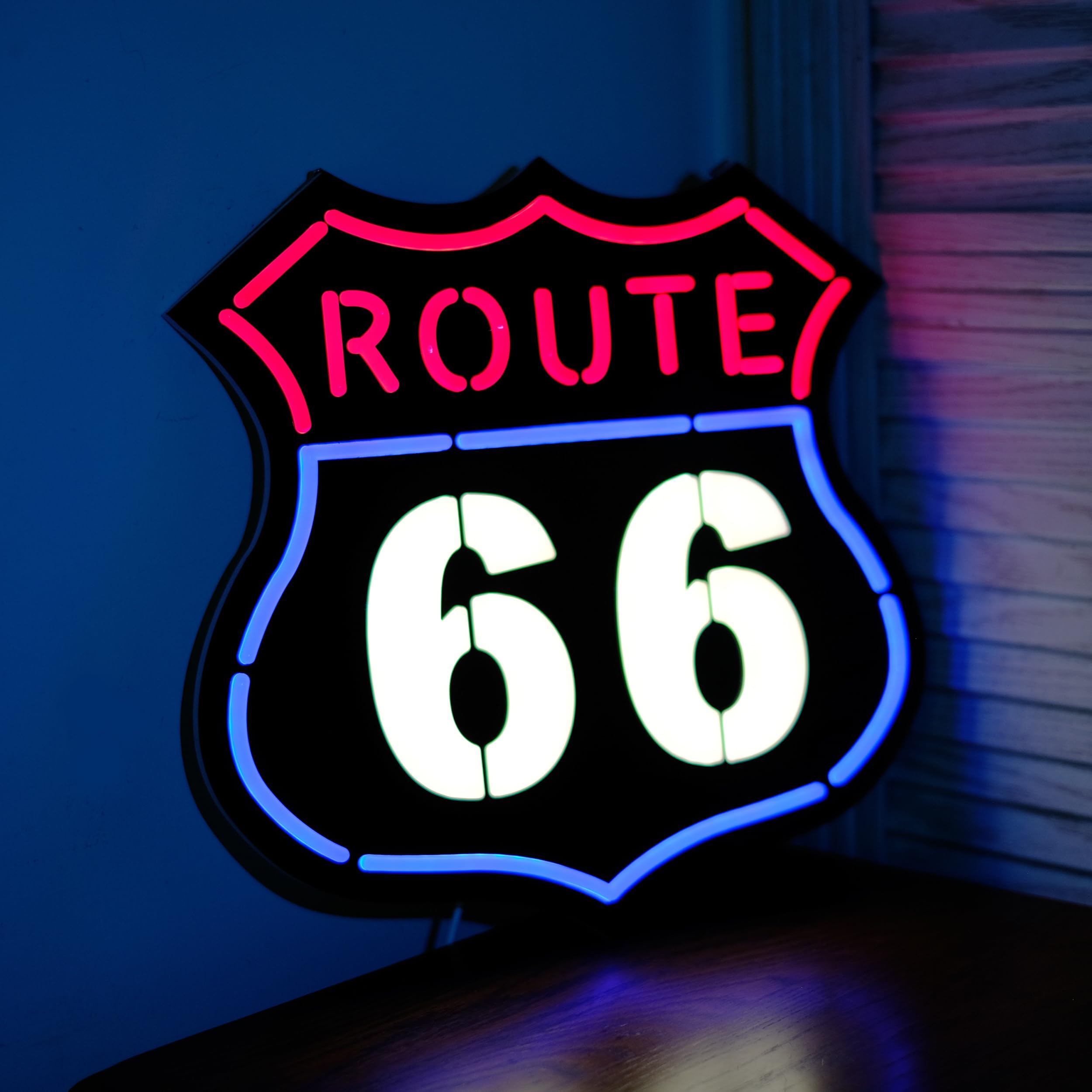 Vgvlgnss Ultrathin Route 66 Neon Sign Art - Red Acrylic Wall Light For Bedroom & Cafe Decor