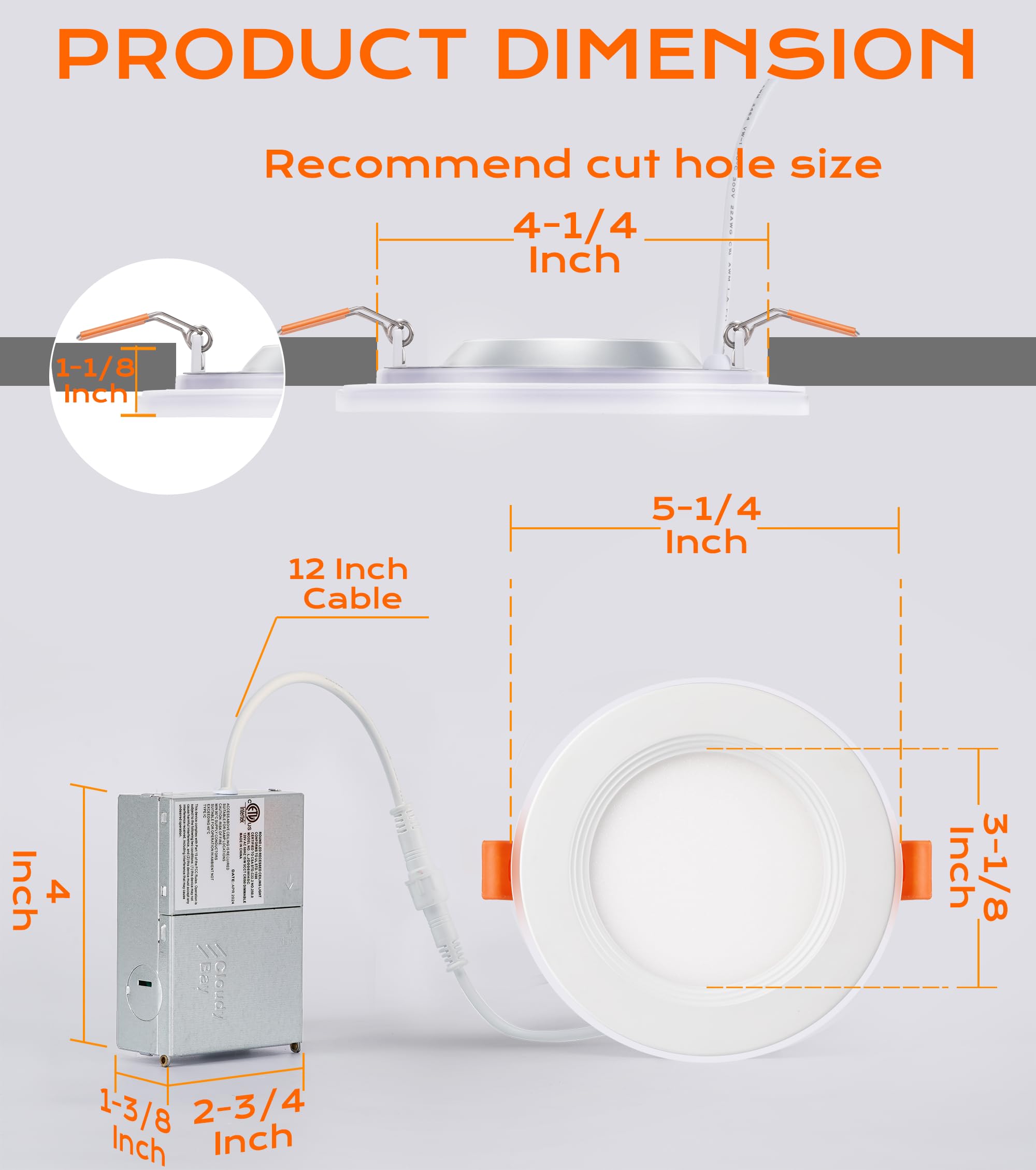 Cloudy Bay [4 Pack] 4 Inch Rgb Smart Recessed Lighting With Gradient Accent Light And Night Light,13W Recessed Lights Ultra-Thin