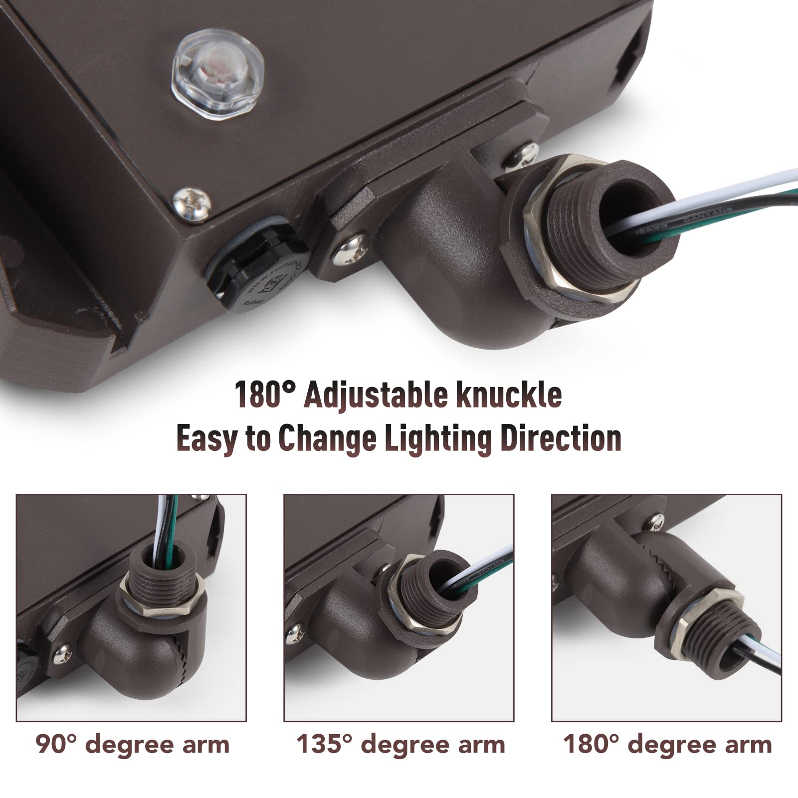 Paktonvo 60W Led Flood Light With Knuckle, Outdoor Flood Light Dusk To Dawn Photocell 5000K 7800Lm Ac100-277V Equivalent 600W, E