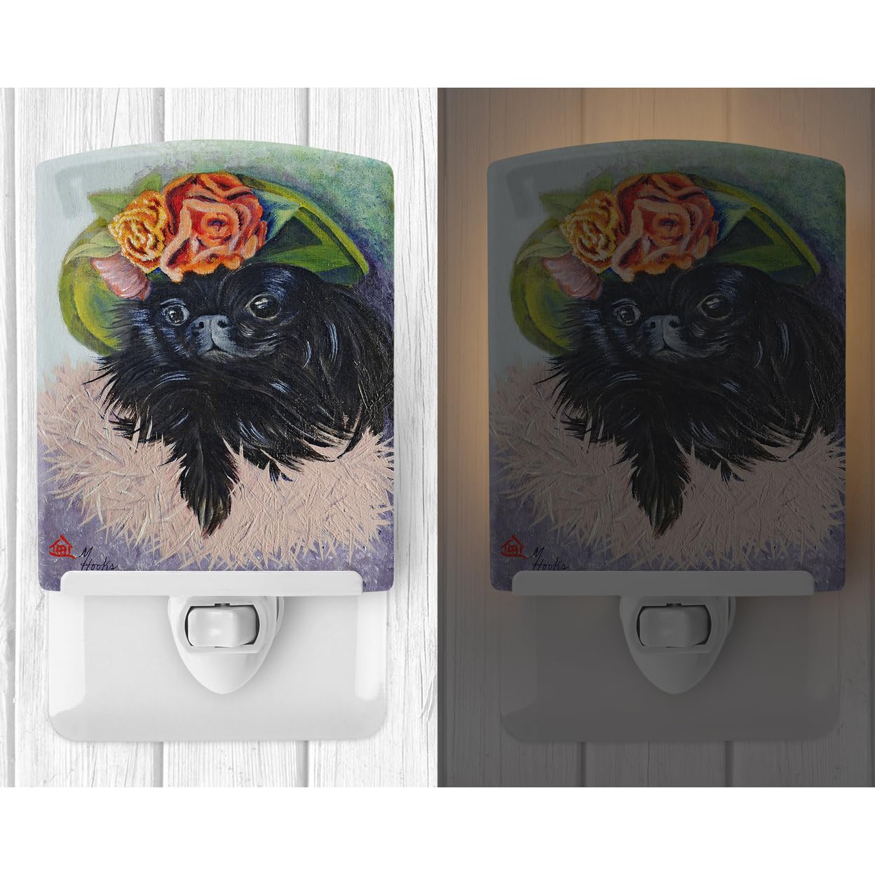 Caroline's Treasures Black Pekingese Ceramic Night Light, 6x4x3", UL-Certified, Ideal for Bedroom, Bathroom, Nursery, Kitchen