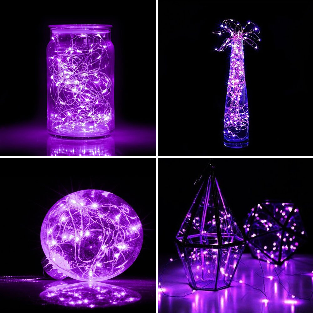 Er Chen Purple Fairy Lights Plug In, 33Ft 100 Led Starry String Lights Dimmable With Remote Control, Waterproof Copper Wire Chri