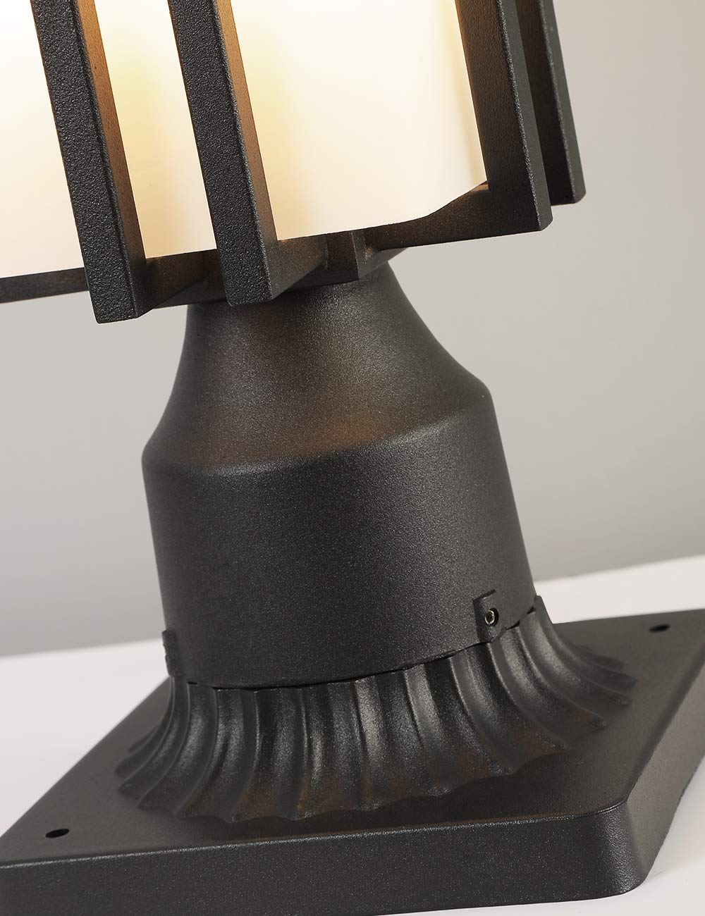 Eeru Outdoor Post Lights Waterproof Metal Frame With Milk White Frosted Glass, Pier Mount Outdoor Lighting Fixtures(With 3-Inch