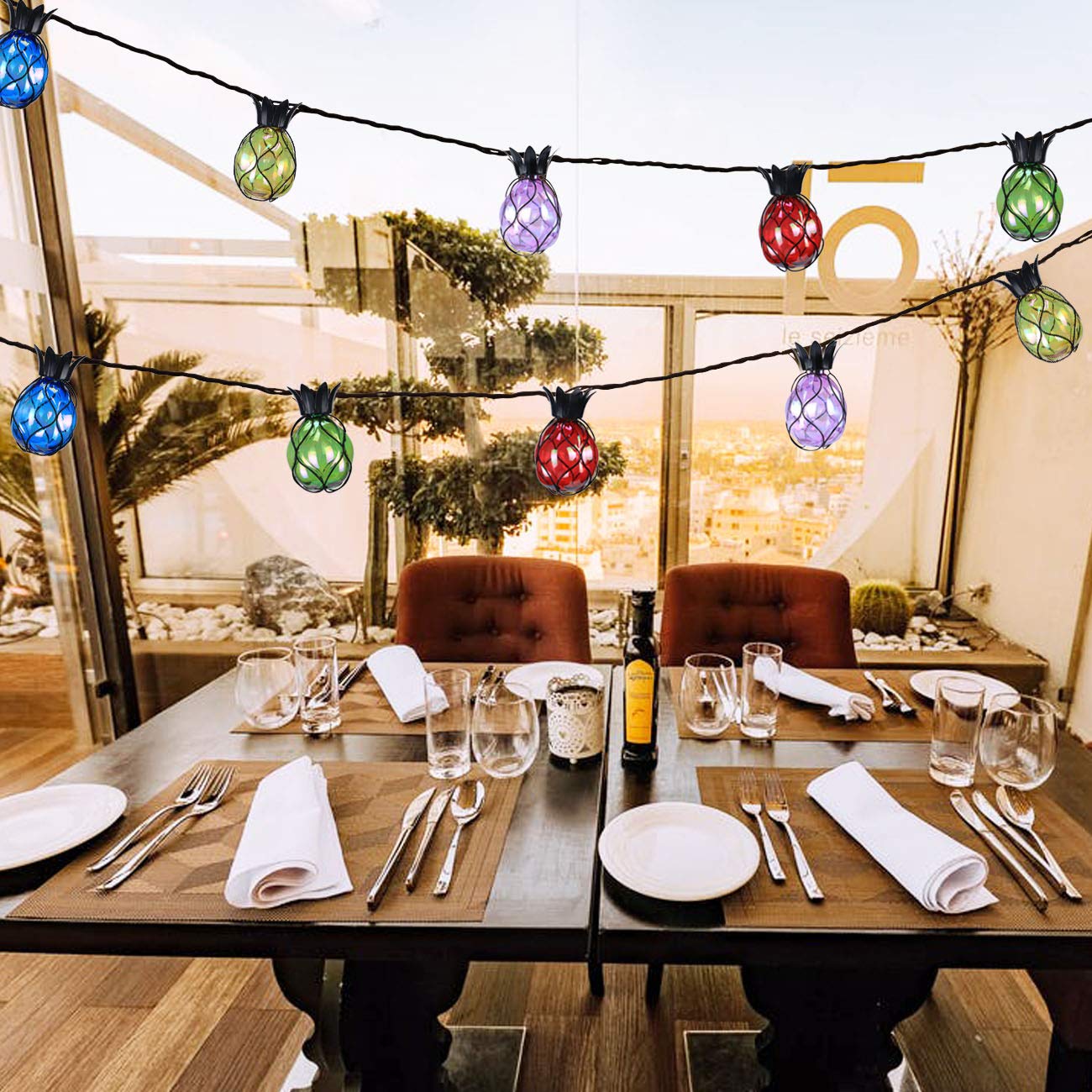Vigdur Pineapple String Lights - 10FT Multicolor Waterproof Connectable Indoor/Outdoor Lighting for Parties and Festivals