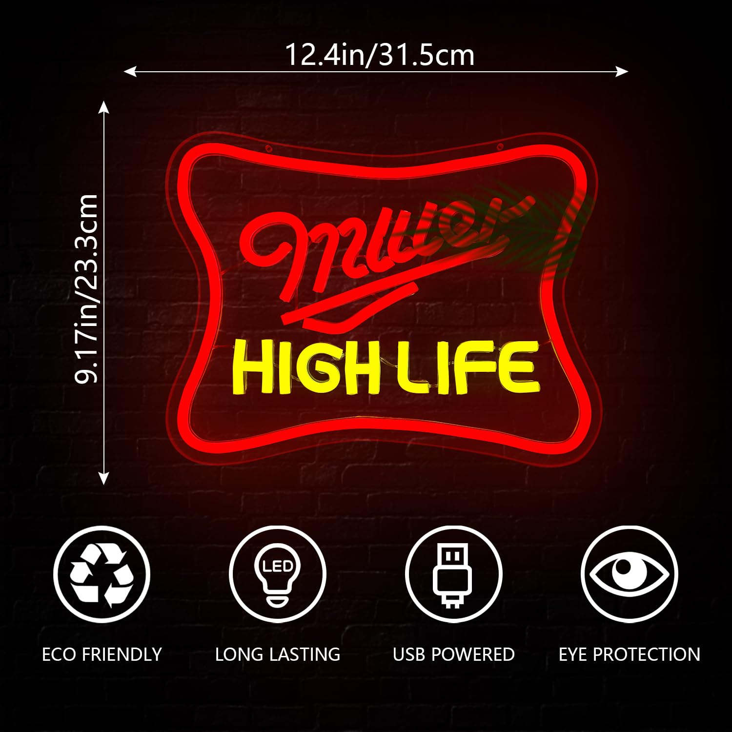 Jeanchrl Neon malt-inspired Sign Wall Decor, Dimmable Acrylic Light, 12.4 x 9.17 inches, Red & Lemon Yellow