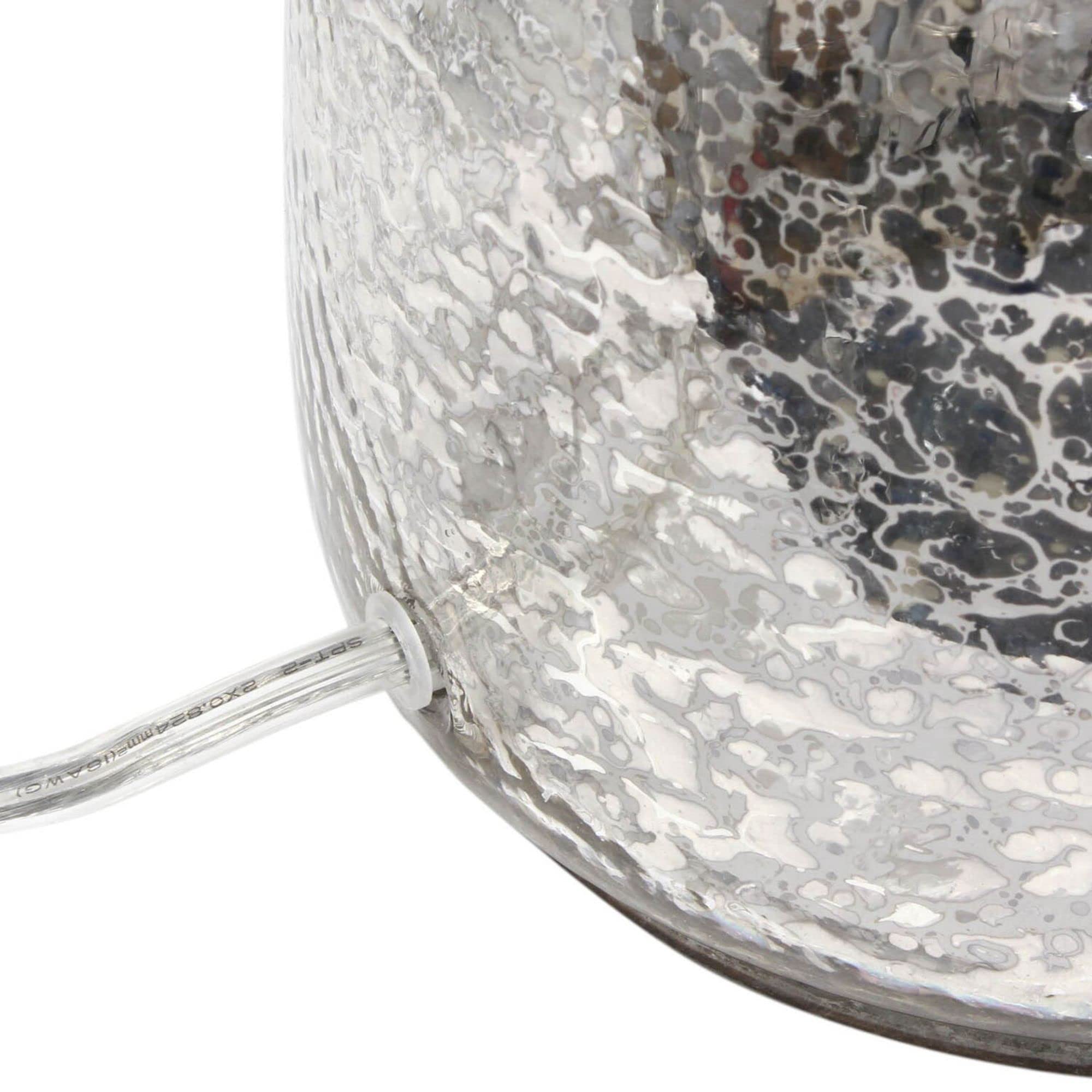 Lalia Home Contemporary Mercury Hammered Glass Jar Table Lamp With White Linen Shade