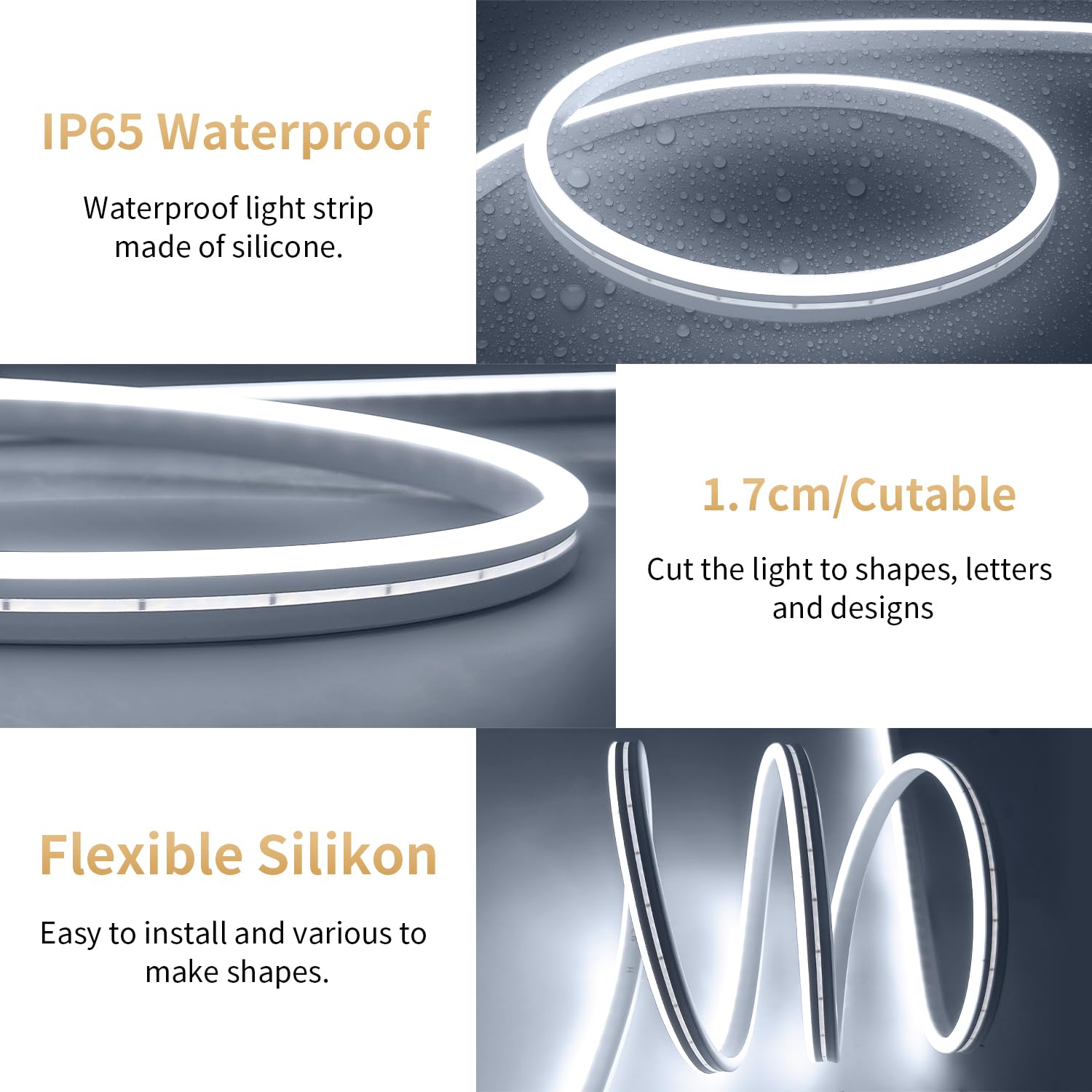 iNextStation USB LED Neon Lights Strip, 6.6ft, Waterproof, Dimmable, White, Model 2812 30L/m