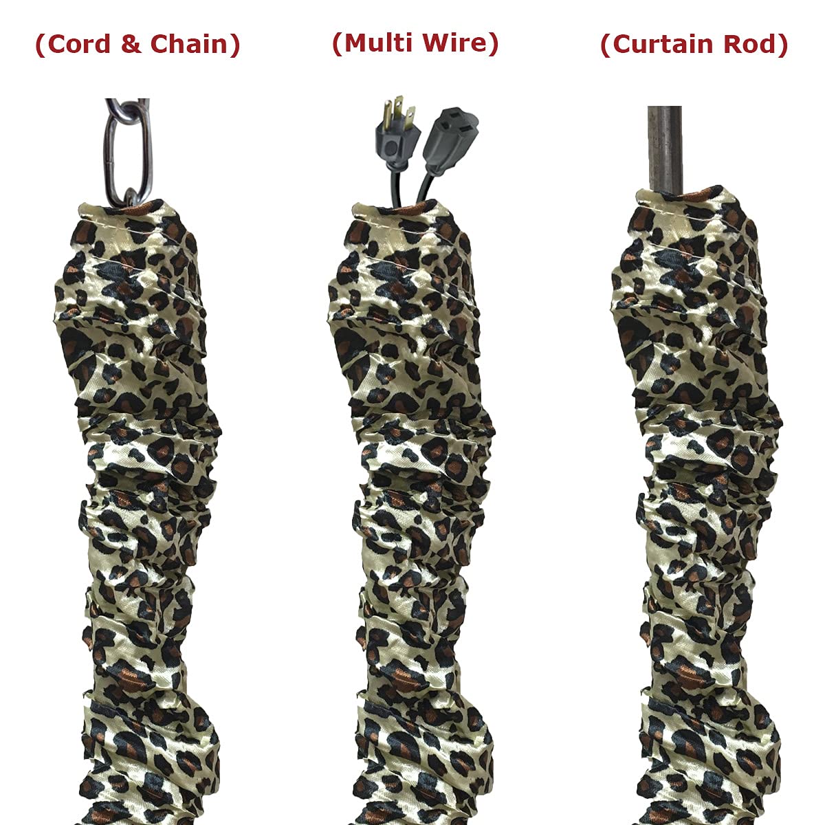 Royal Designs, Inc. Cord & Chain Cover 4 Ft Silk Type Fabric, Chandelier Pendant Lighting Chain & Cable Management, Touch Fasten