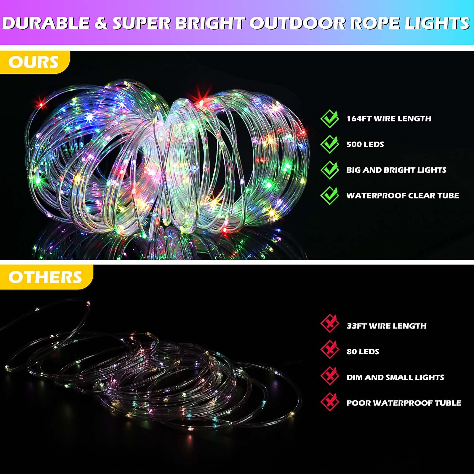 Surled 164Ft Color Changing Led Rope Lights, Waterproof String Lights With Remote, 16 Colors