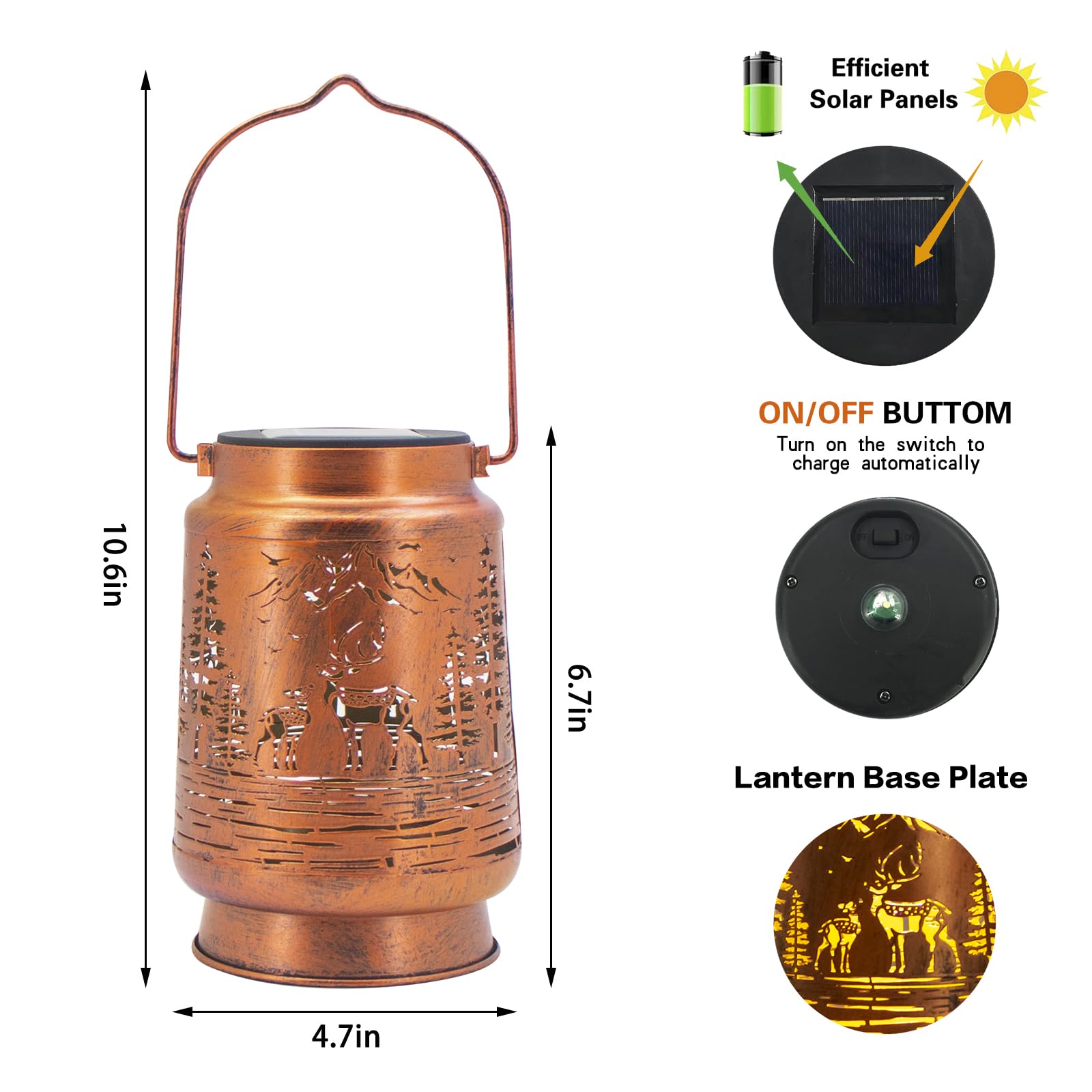 Solar Lanterns Outdoor Garden Decor  Gifts For Women  Mom  Grandma  Birthday  Thanksgiving  Decorative Waterproof Hanging Metal Led Light For Yard  Patio  Lawn  Landscape  Backyard (Deer)