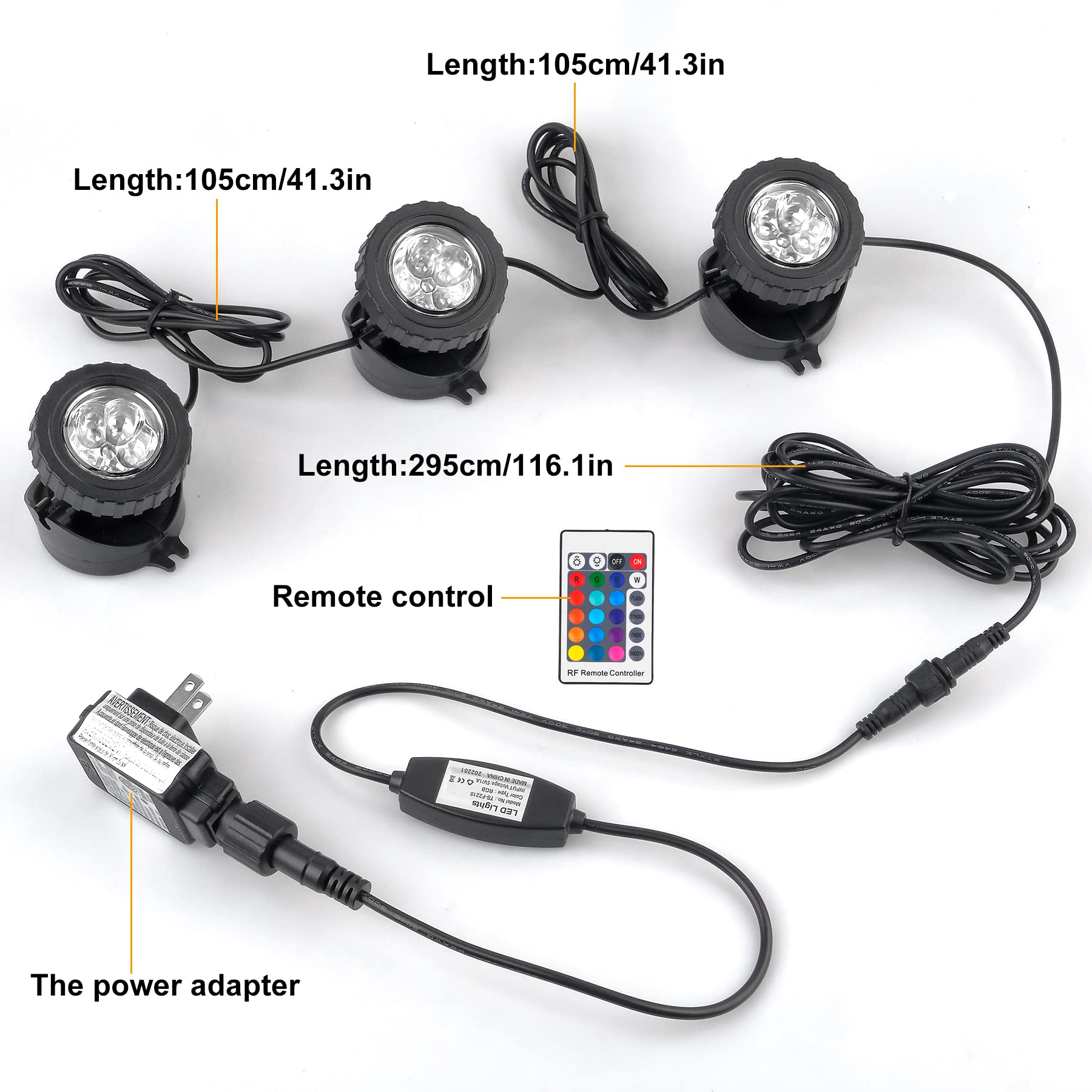 Crepow Rgb Pond Lights With Timer, Ip68 Waterproof Submersible Spotlights For Garden Pool (3-Pack)