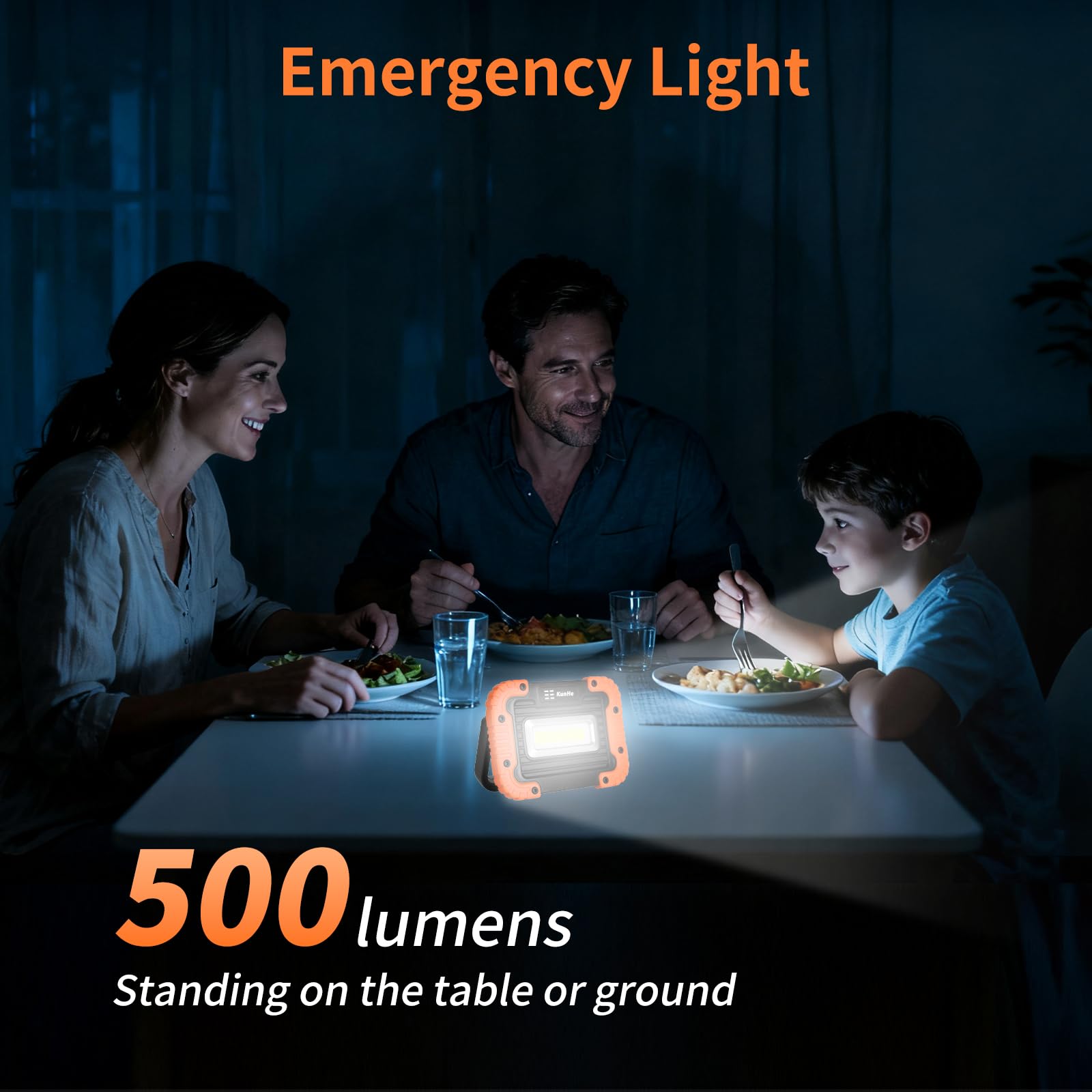 KunHe 500 Lumen Battery Powered Magnetic Work Light, IPX4 Waterproof, 180° Rotating Bracket, 4 Pack, Black and Orange, Model W8-4