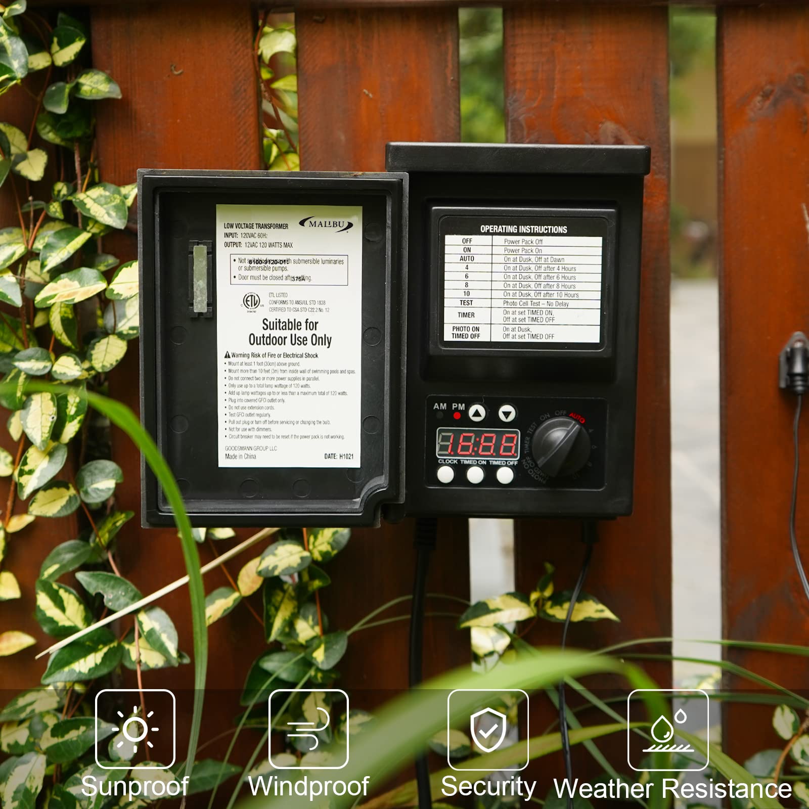 Generic Low Voltage Transformer 120W AC for Landscape Lighting - Model 8100-9120-01 - Black