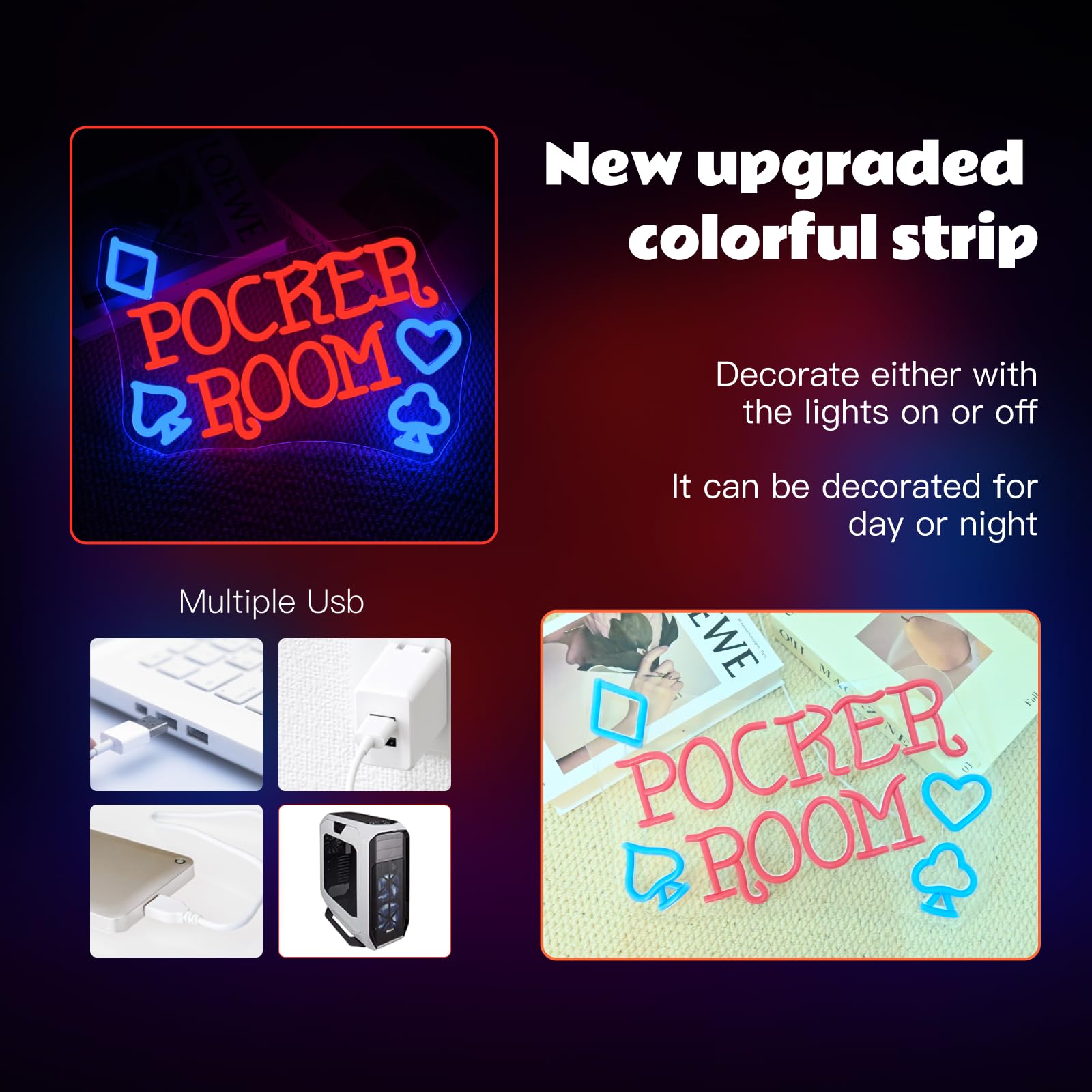 Gamerneon Neon Sign for Wall Decor - 14.6inx12.6in, Colorful board-style Room LED Light