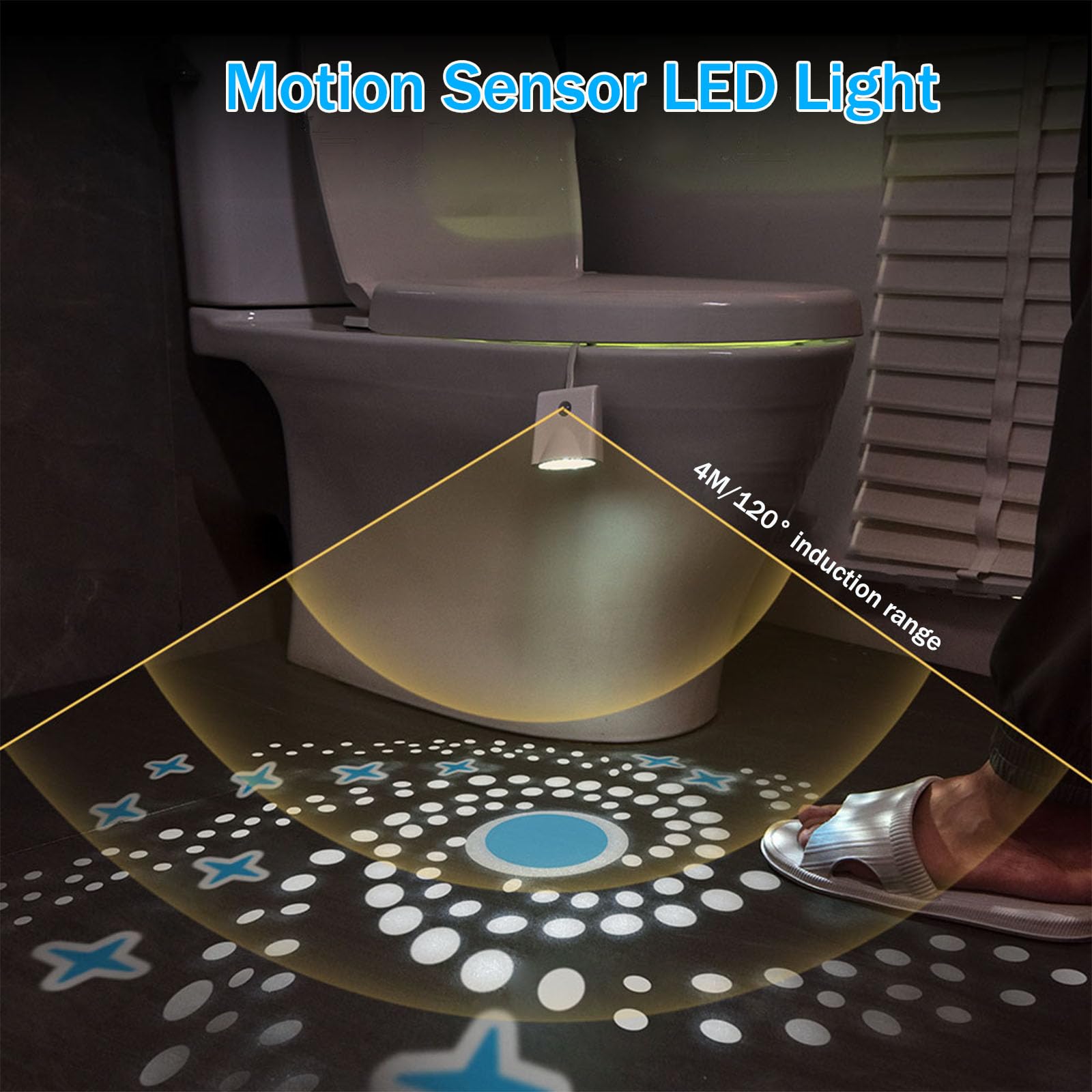 Toilet Light Motion Sensor, 16 Colors Changing Toilet Night Light With Star Projection Light, Rechargable Toilet Bowl Light Led