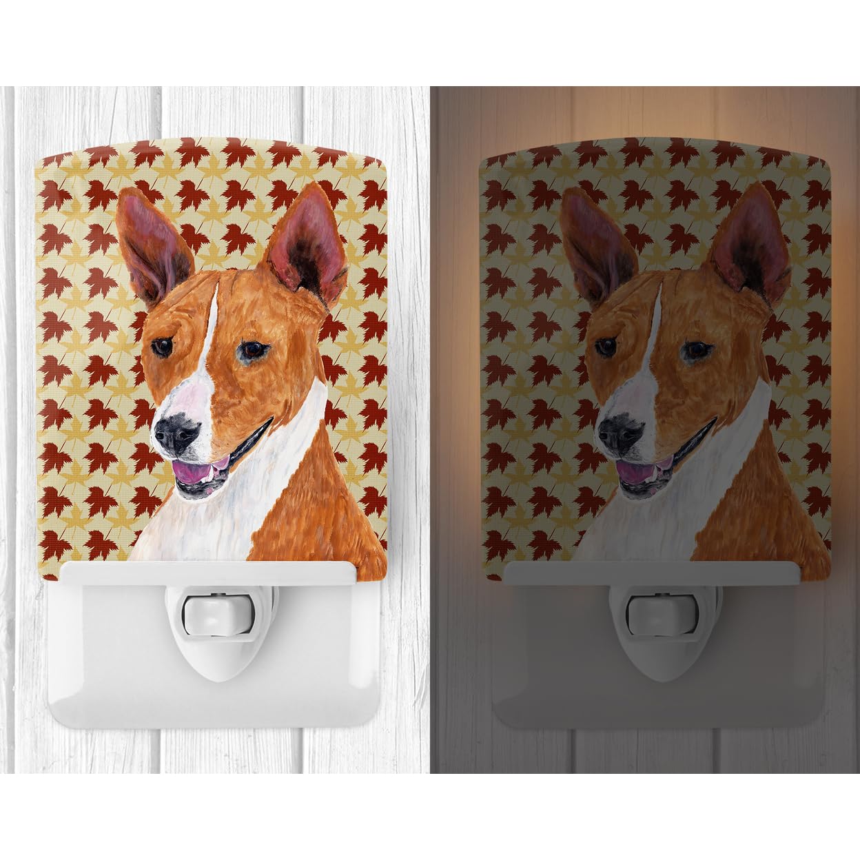Carolines Treasures Ceramic Night Light, Basenji Fall Leaves, UL-Certified, 6x4x3in, Multicolor, Model SC9227CNL