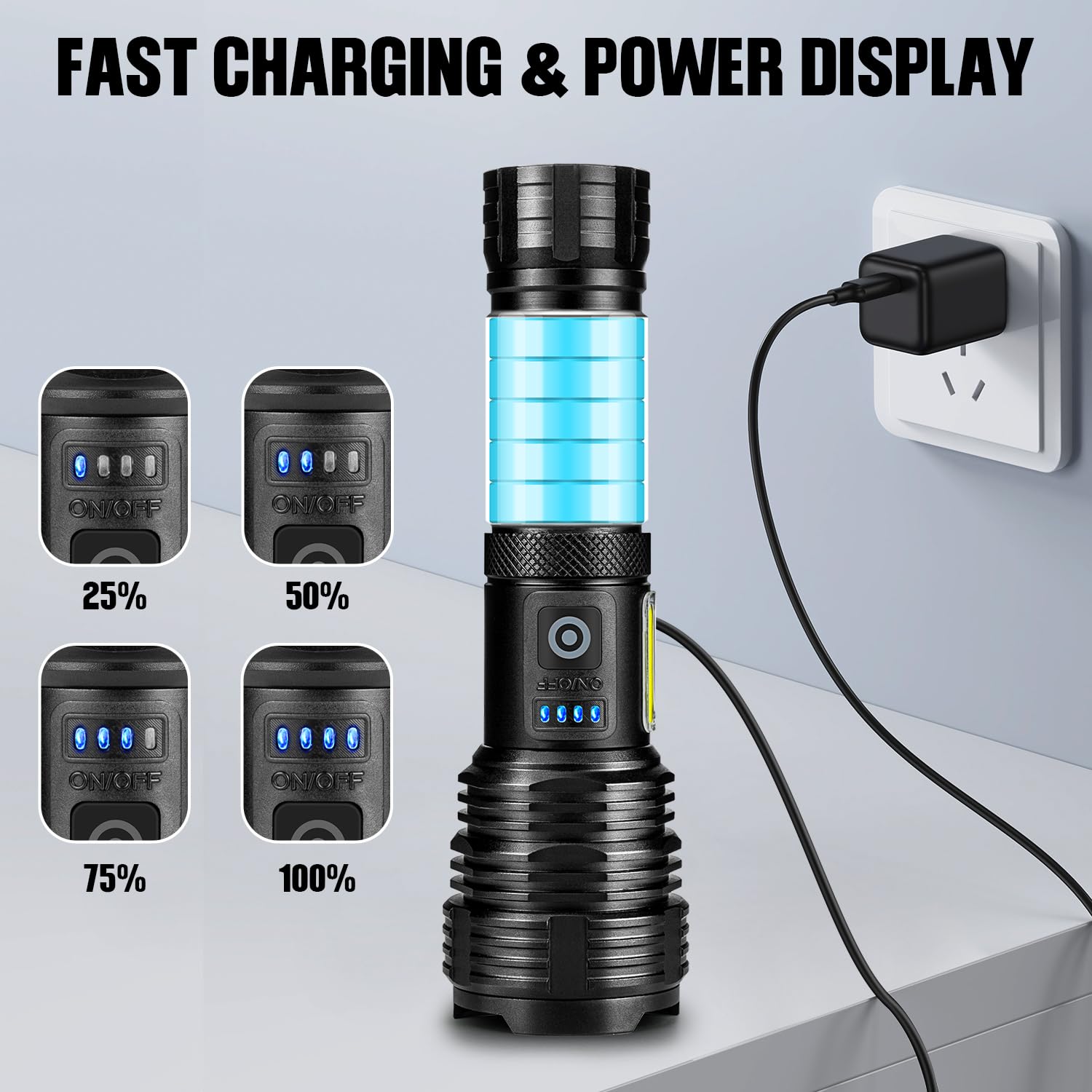 Flashlights Led High Lumens Rechargeable, 990,000 Lumen Super Bright Flashlight, Usb Fast Charging High Powered Flash Light, Pow
