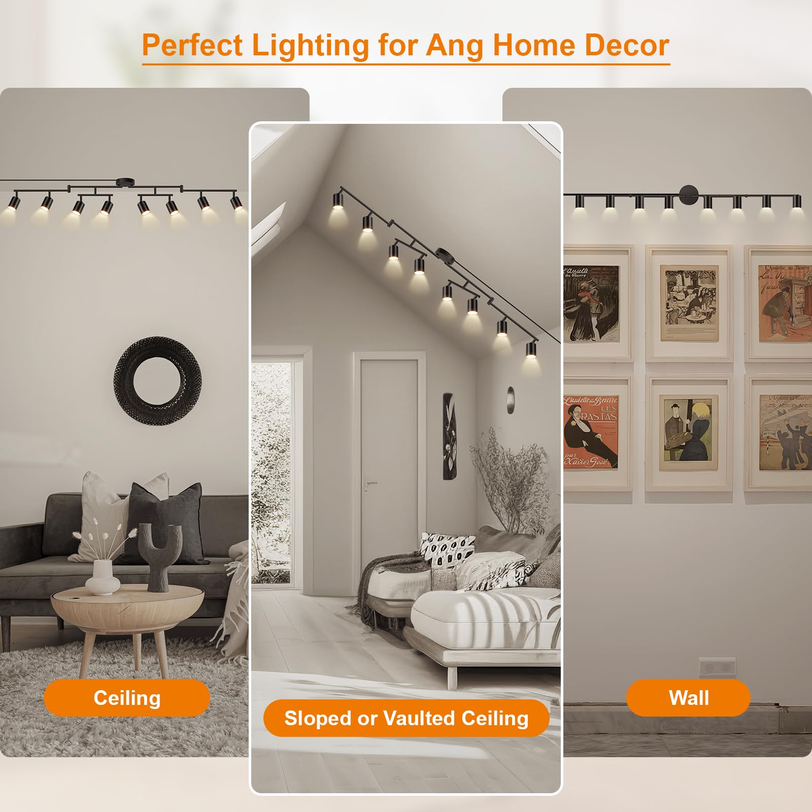 Plug In Track Lighting Led  Track Lighting Fixtures Ceiling  Black 8-Light Kitchen Light Kit  Plug In Wall Light With 14.8Ft Power Cord  Rotatable Ceiling Spotlight For Bedroom(Gu10 Socket  No Bulb)