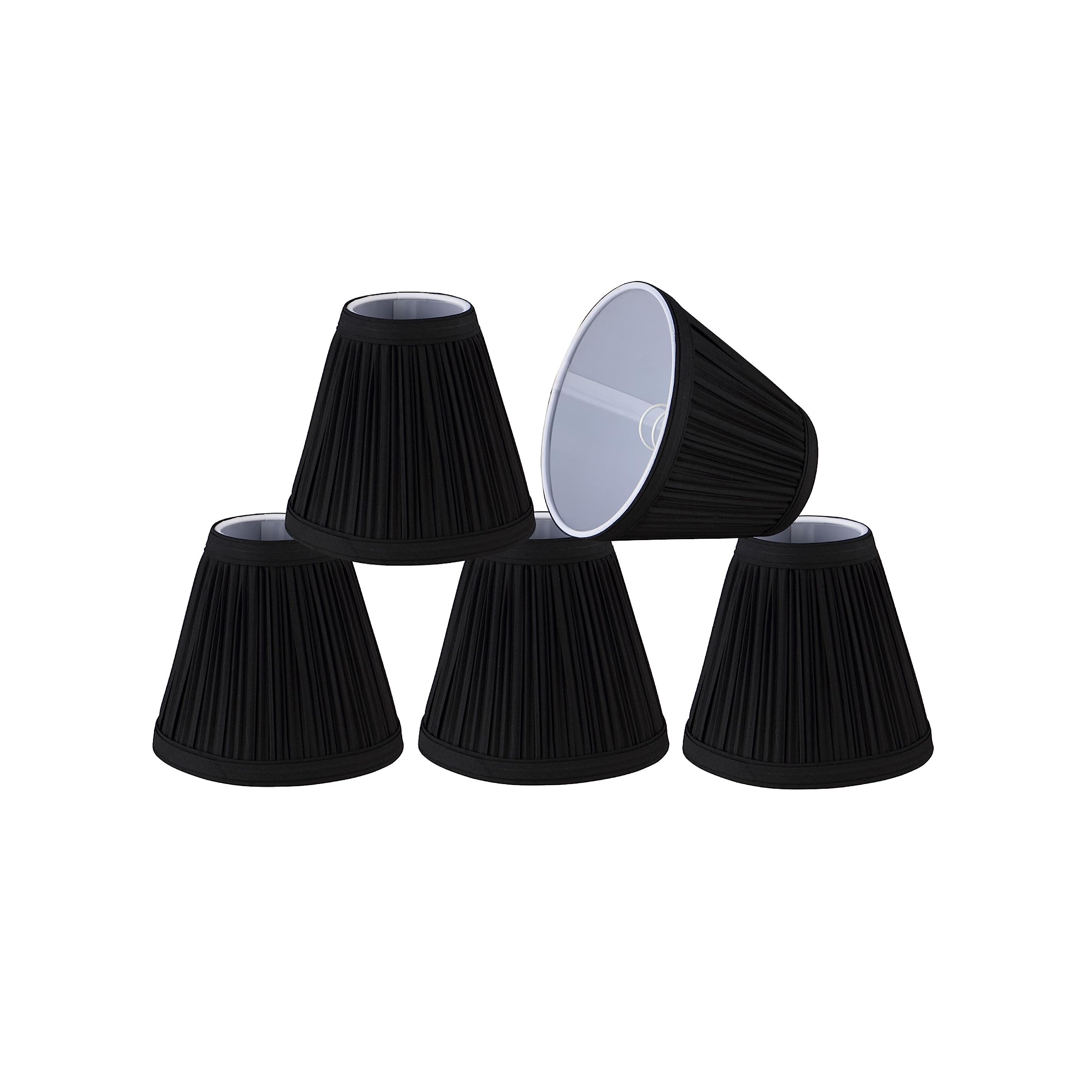 Aspen Creative 33122-2 Small Pleated Empire Shape Chandelier Clip-On Lamp Shade, Black, 3&quot; Top x 6&quot; Bottom x 5&quot; Slant, 2 Pack
