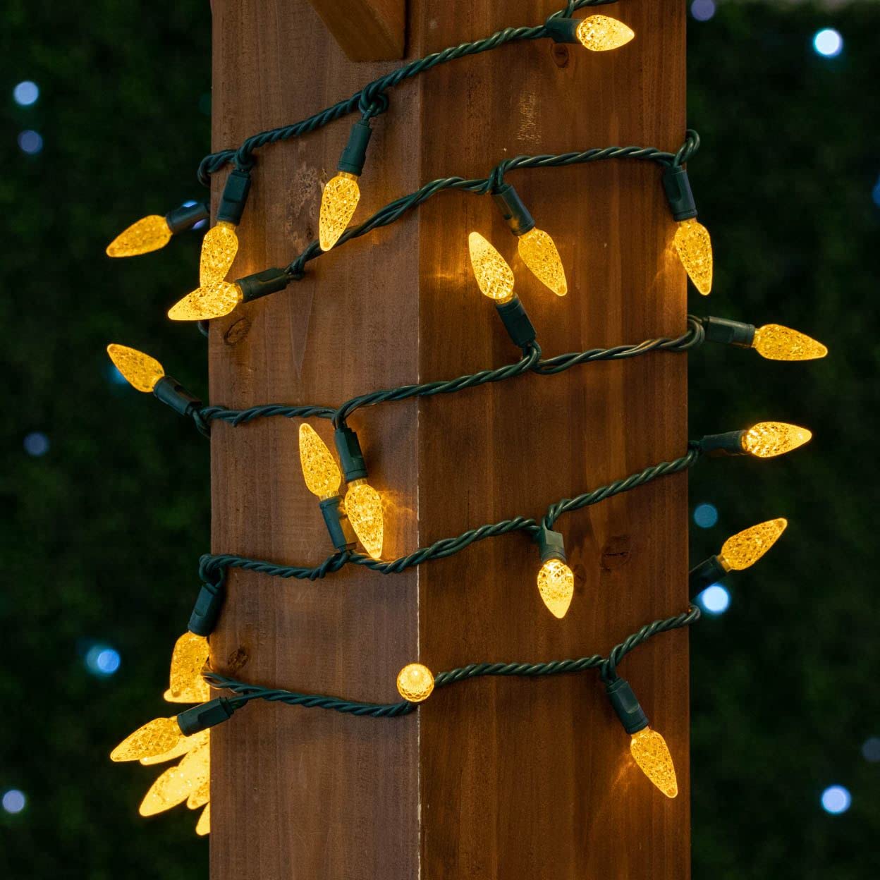 Novelty Lights 24Ft C6 Led Halloween String Lights, Amber Color, Green Wire, Model Mrd-35B-2, Outdoor Commercial Grade Decorations