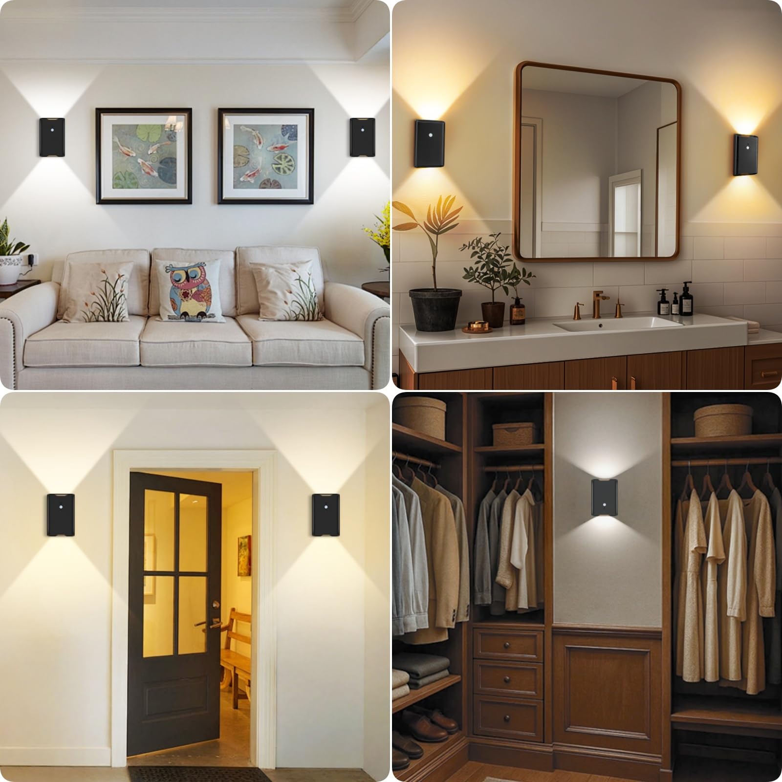 Eneru Rechargeable Motion Sensor Night Light, 5000mAh Battery, Black, Wireless LED Sconce with Remote Control, Model Blamp-3281