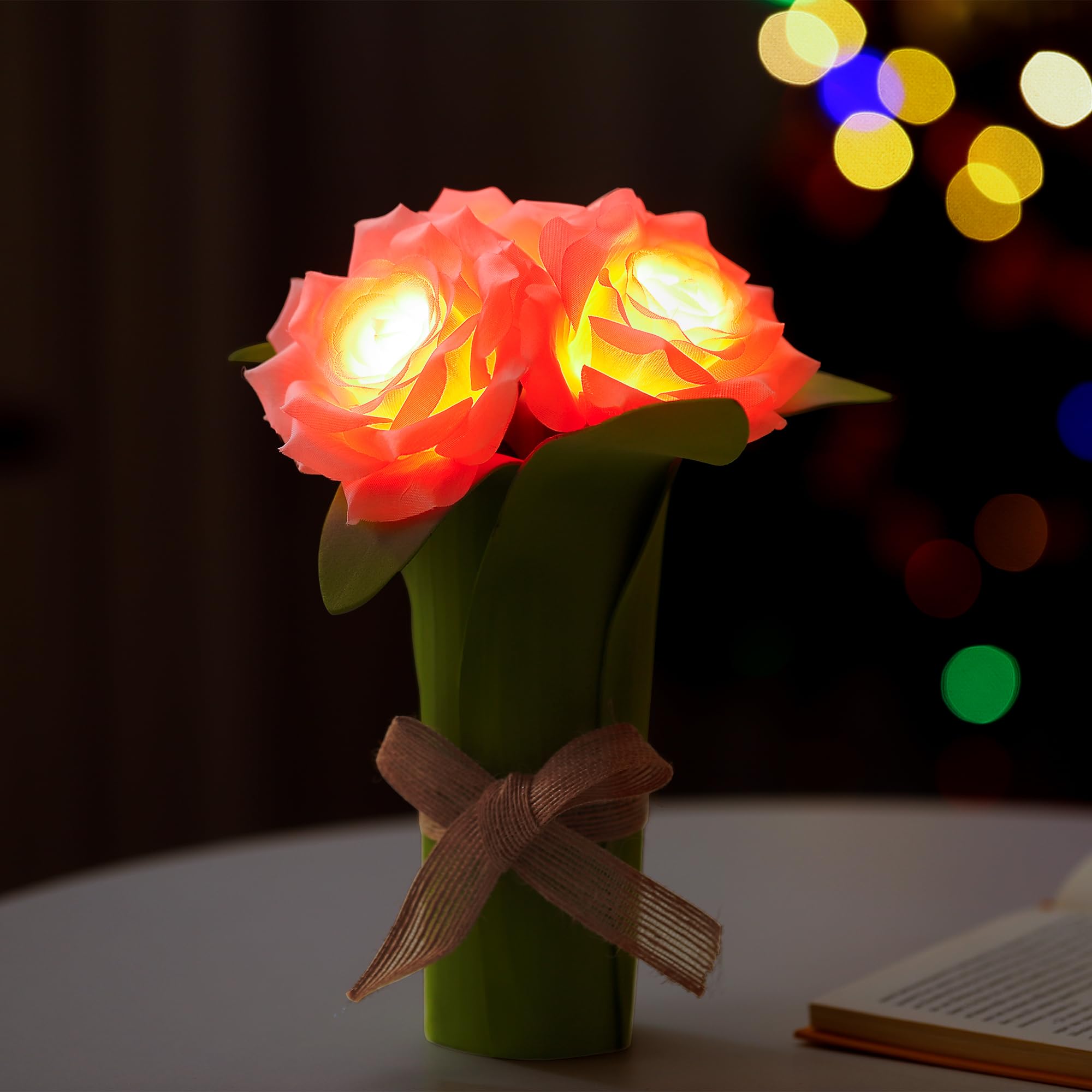 hibeauti LED Pink Rose Lamp Mothers Day Gifts for Mom Womens, for Mom Wife Friends Her Christmas Anniversary Birthday Gifts, Per
