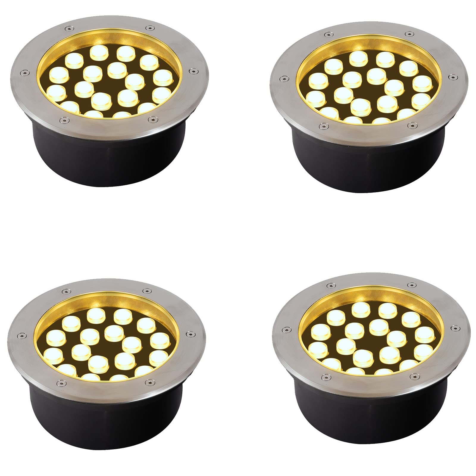 GOCuces 18W Outdoor Ground Lights,Diameter 8 inches,Waterproof IP67 Landscape Light,Warm White 3000K,High Voltage 110V 120V Path