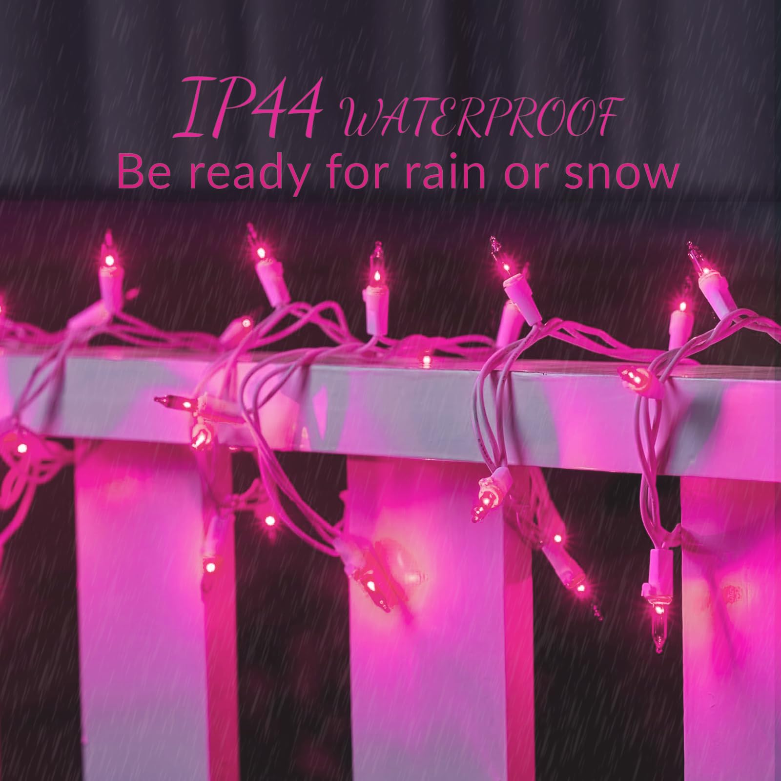 Yiaht 100 Count Pink Lights for Valentine's Day Decorations 20ft Mini Christmas String Lights White Wire Incandescent Bulb Water