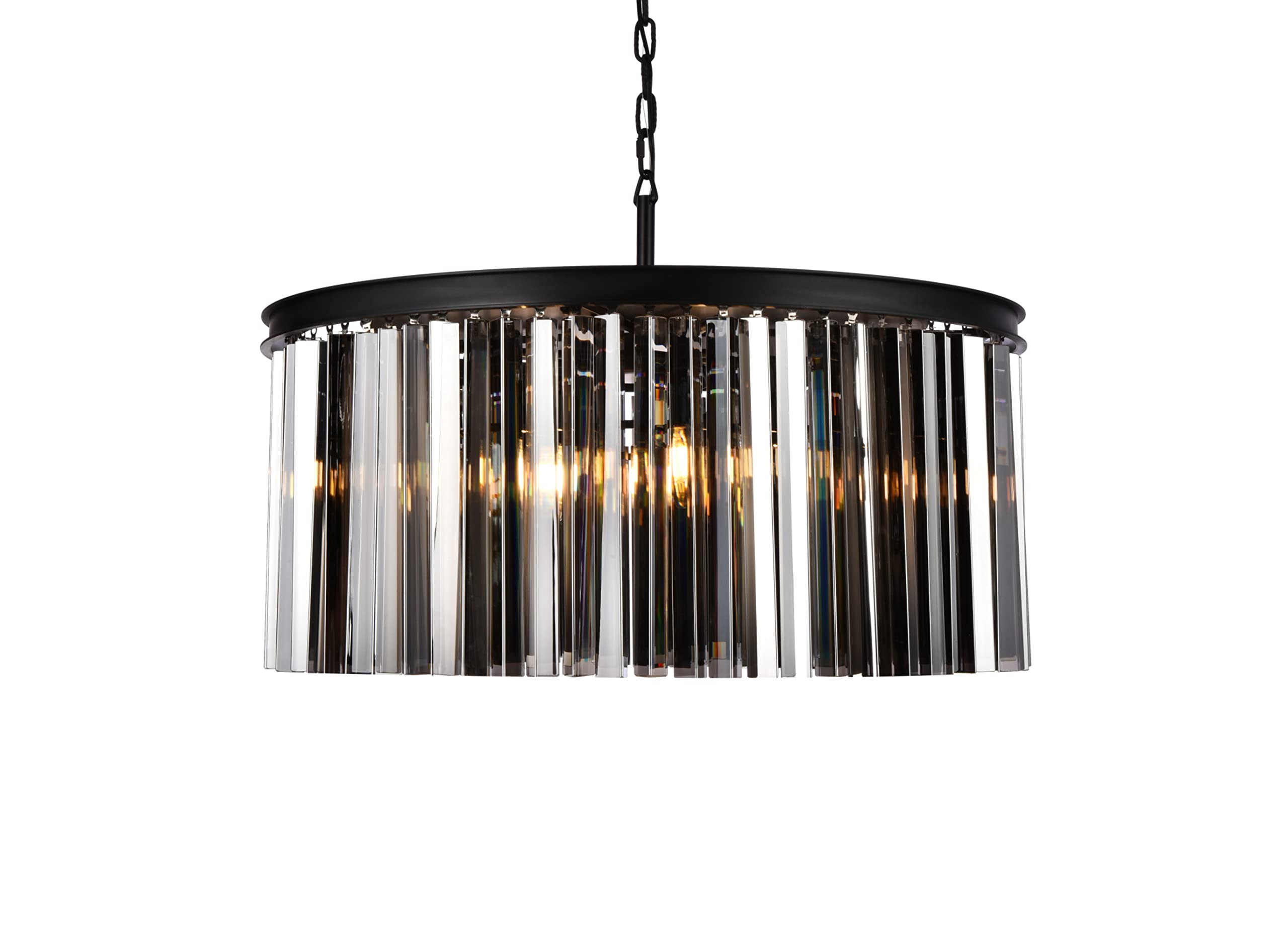 Elegant Lighting Sydney Collection 1208D31MB-SS/RC 8-Light Pendant Lamp with Royal Cut Silver Shade Crystals, Mocha Brown Finish