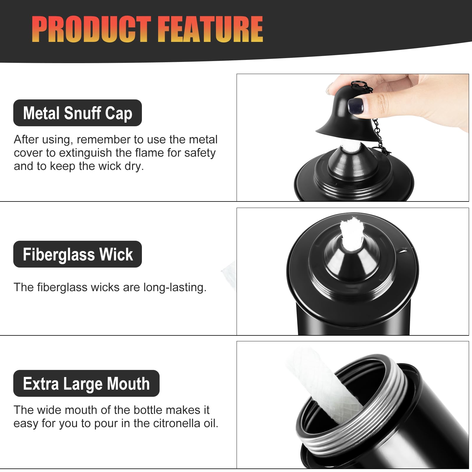 Zhulerzil Torch Replacement Canisters (12 Oz). Torch Refillable Canisters Bamboo Torch Fuel Can, Citronella Tabletop Torches Can