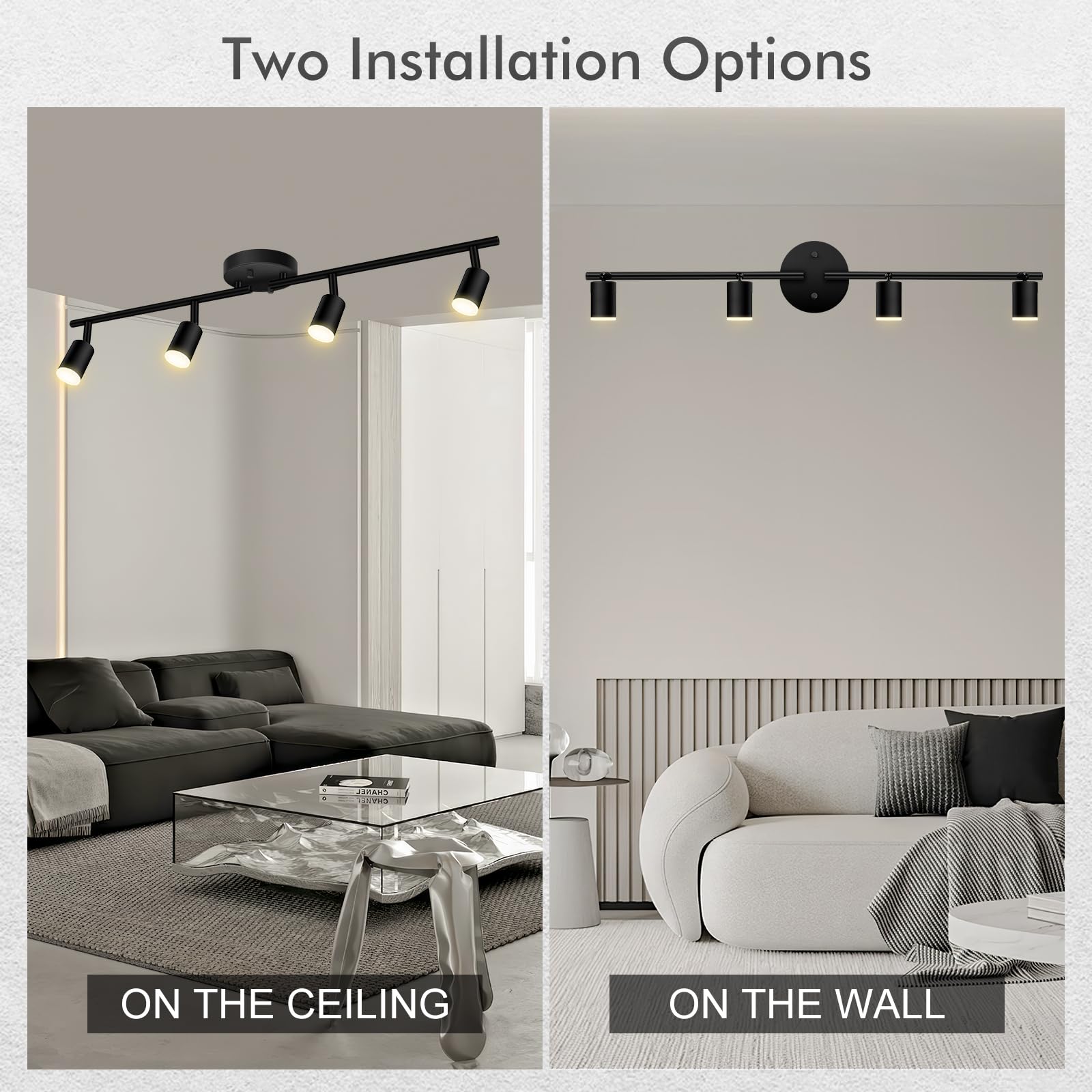 Auquee 4 Light Track Lighting Fixtures Ceiling  16W/2700K Black Track Lighting With Acrylic Lampshade & Rotatable Light Heads  20000Hrs Lifespan  Modern Led Track Lights Ceiling For Kitchen/Hallyway