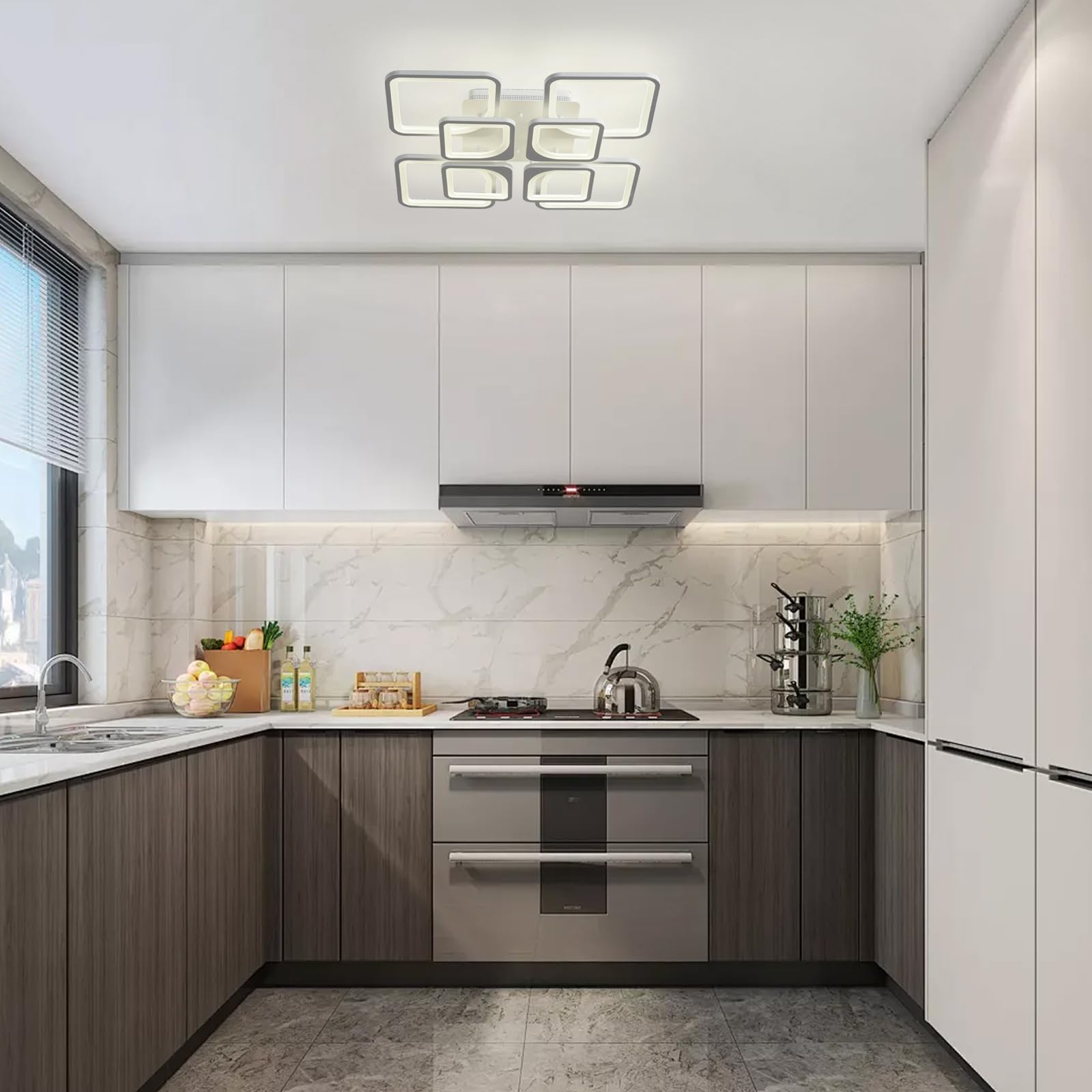 Jaycomey Modern Led Ceiling Light, Dimmable Flush Mount Ceiling Lights Fixture With Remote Control, 23.6'' 8-Square Acrylic Ceil