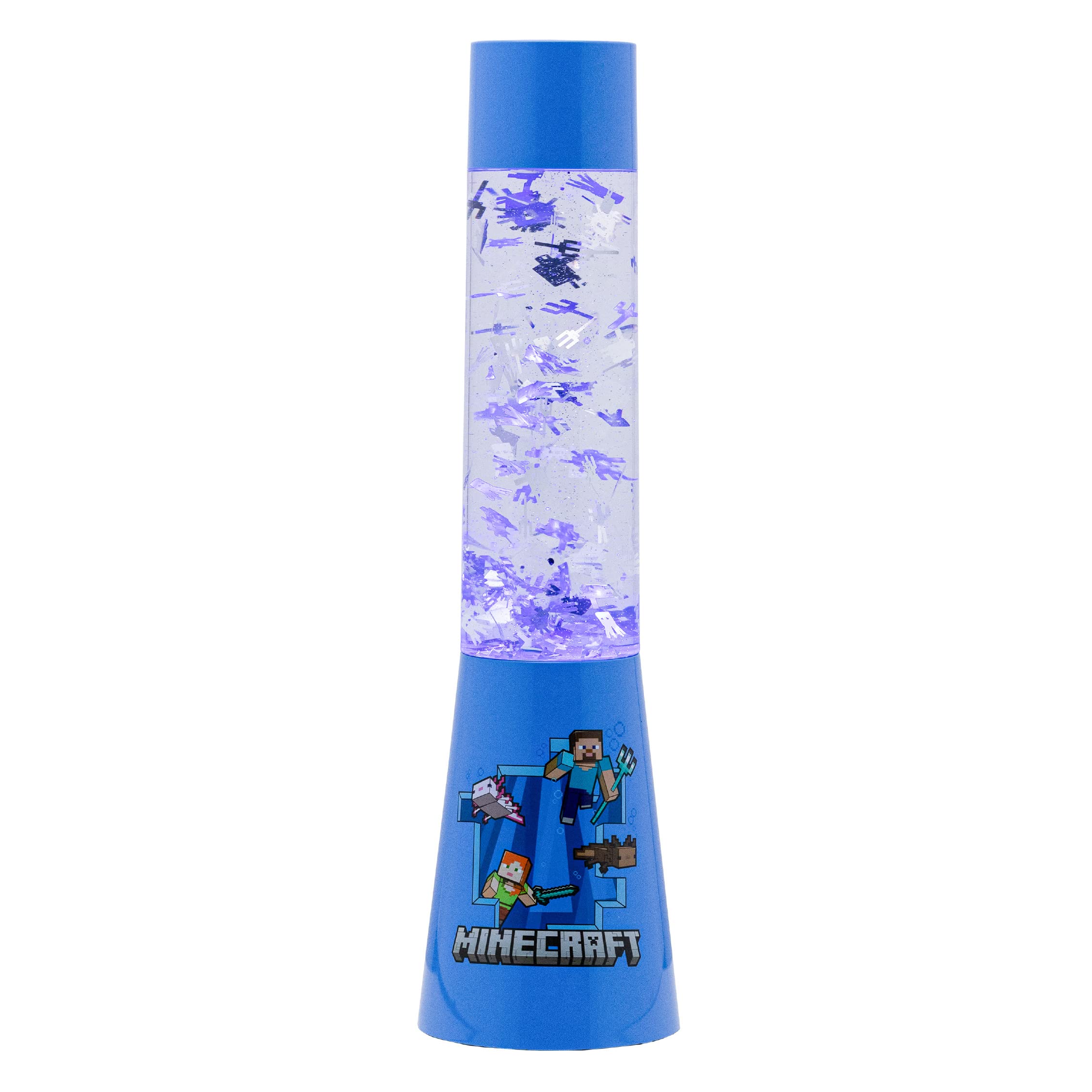 Paladone Minecraft Glitter Flow Lamp, Night Light, 33 cm, Model PP10069MCF, Gamer Room Décor for Kids and Tweens