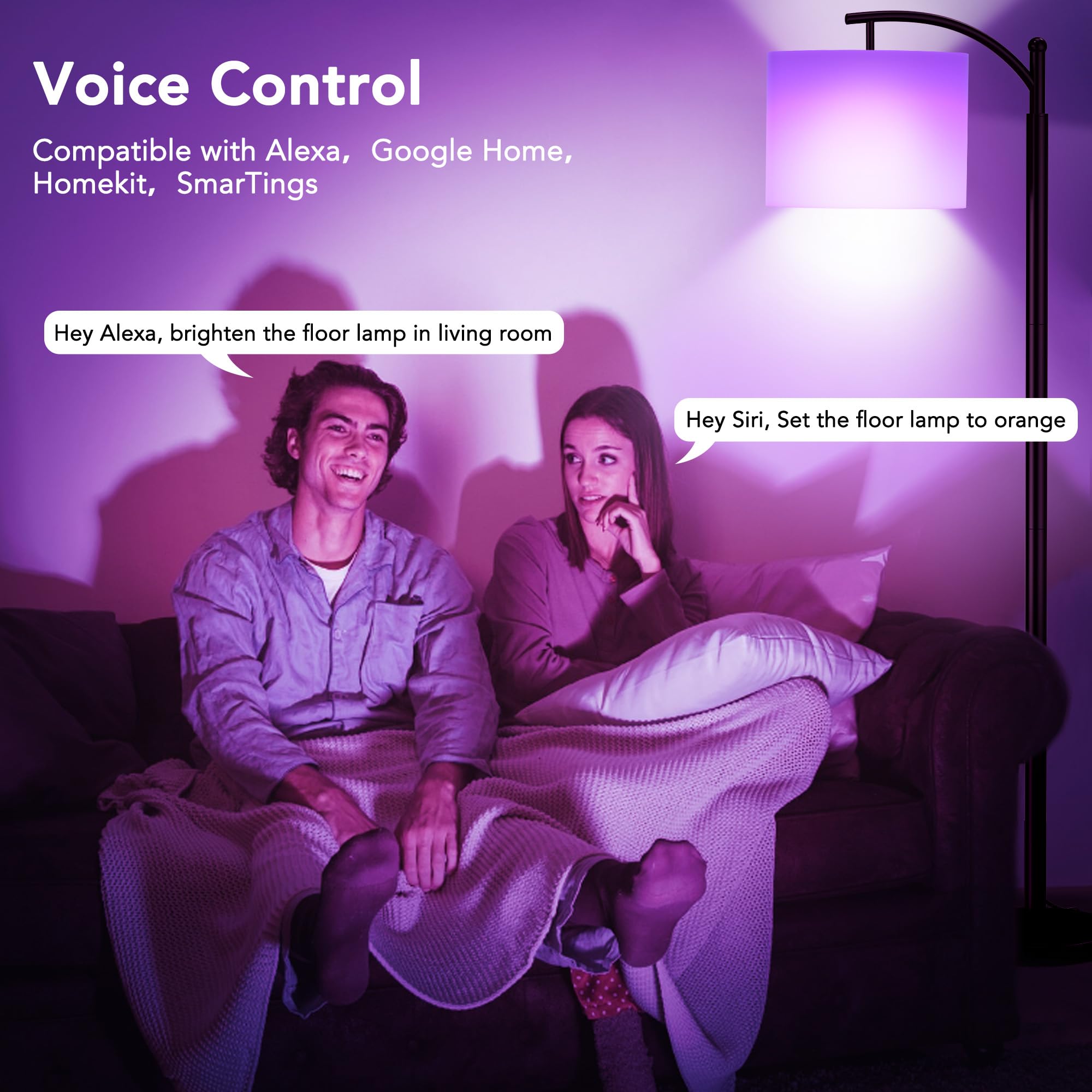 Floor Lamps With Matter Smart Light Bulb, Rgb + Color Temperatures Bright Dimmable Smart Floor Lamp, Living Room Standing Tall I