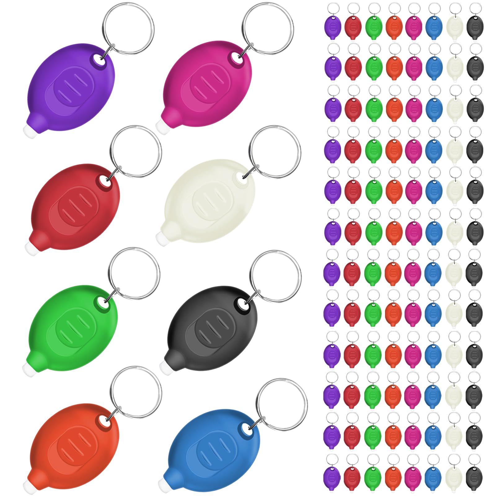 Daemson Mini Led Keychain Flashlight  Ultra Bright Tiny Flashlight  Small Keychain Flashlight White Light  Micro Pocket Key Ring Led Flashlight For Emergency Lighting - Multicolor Shell (96Pcs)